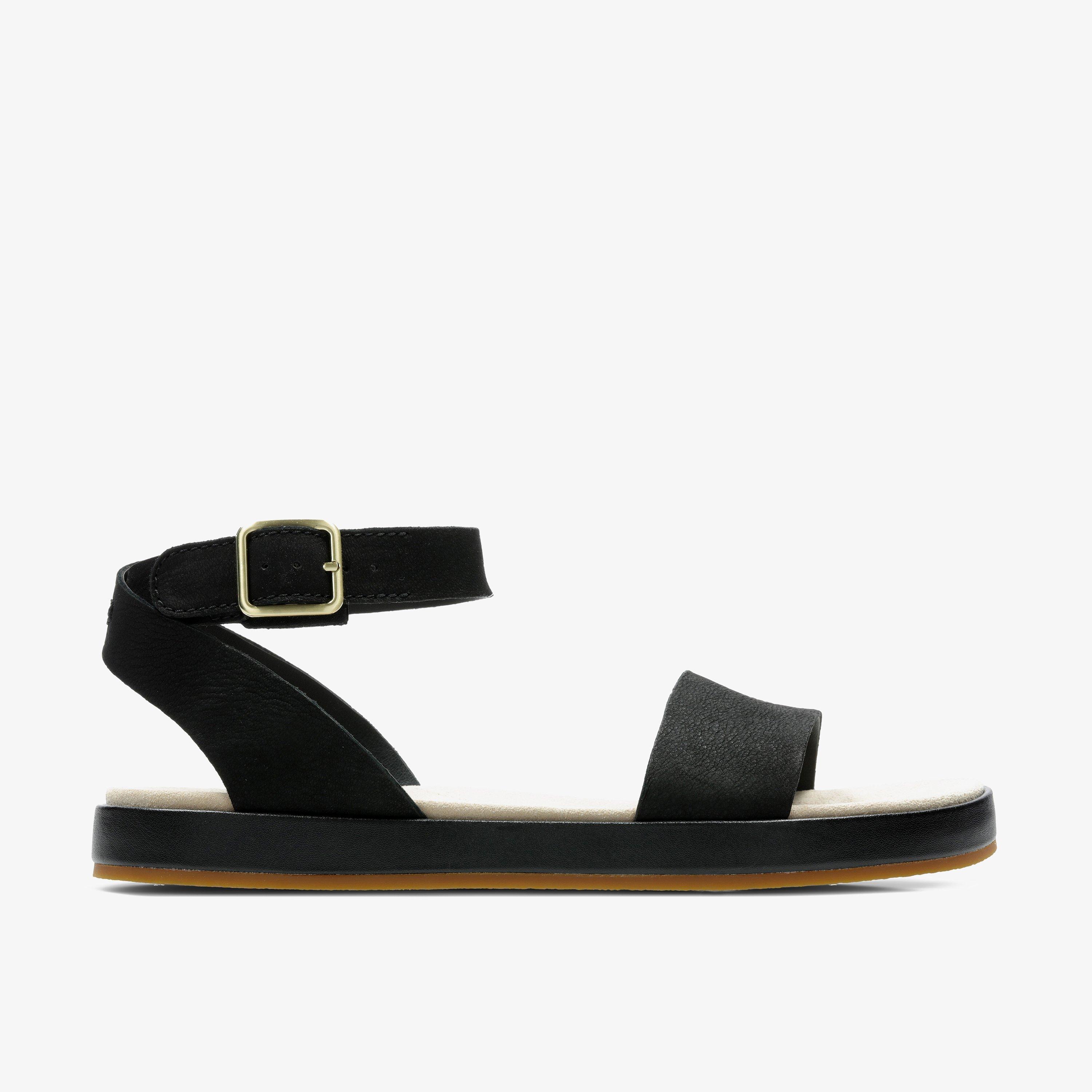 WOMENS Botanic Ivy Black Nubuck Flat Sandals | Clarks Outlet