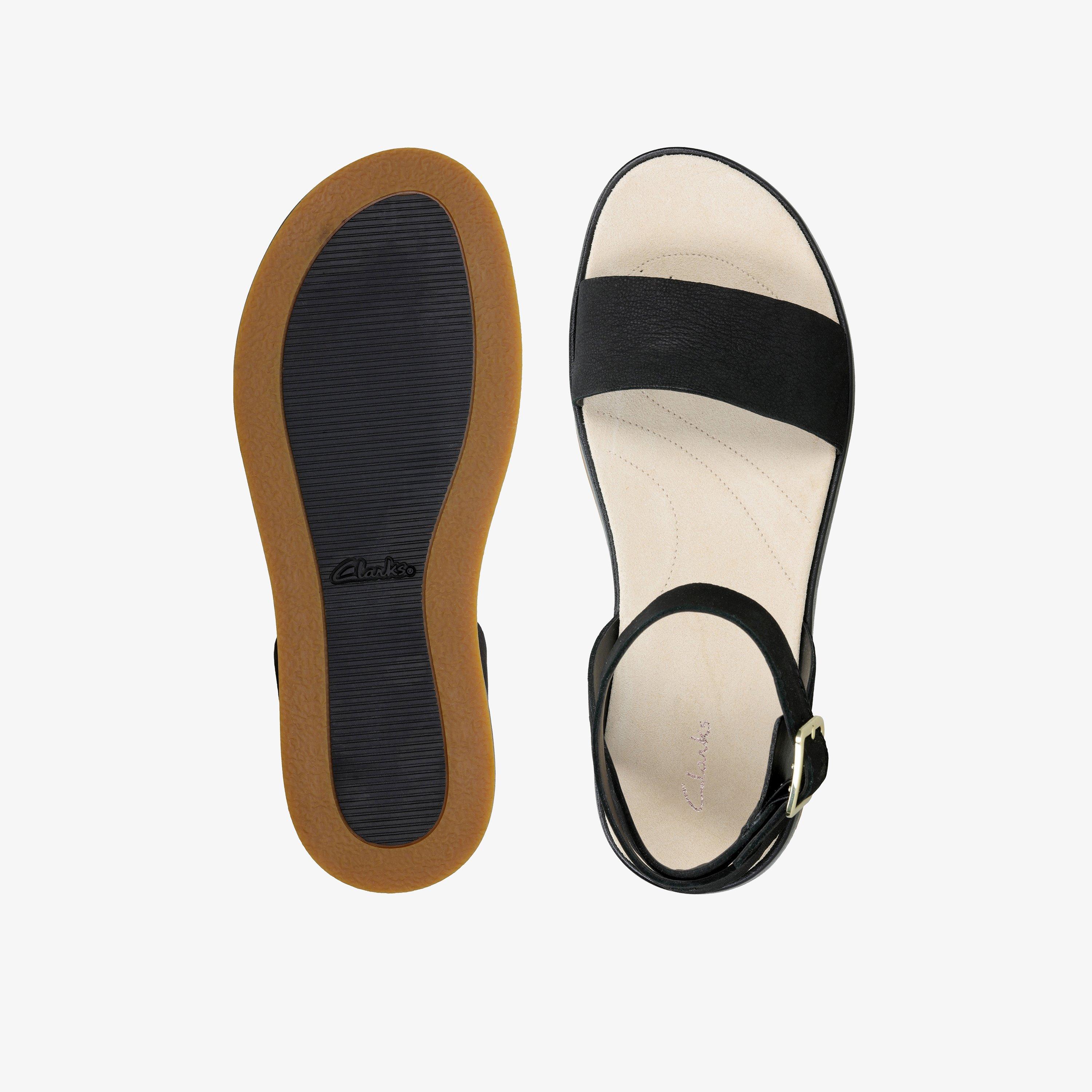 Womens Botanic Ivy Black Nubuck Flat Sandals Clarks Outlet