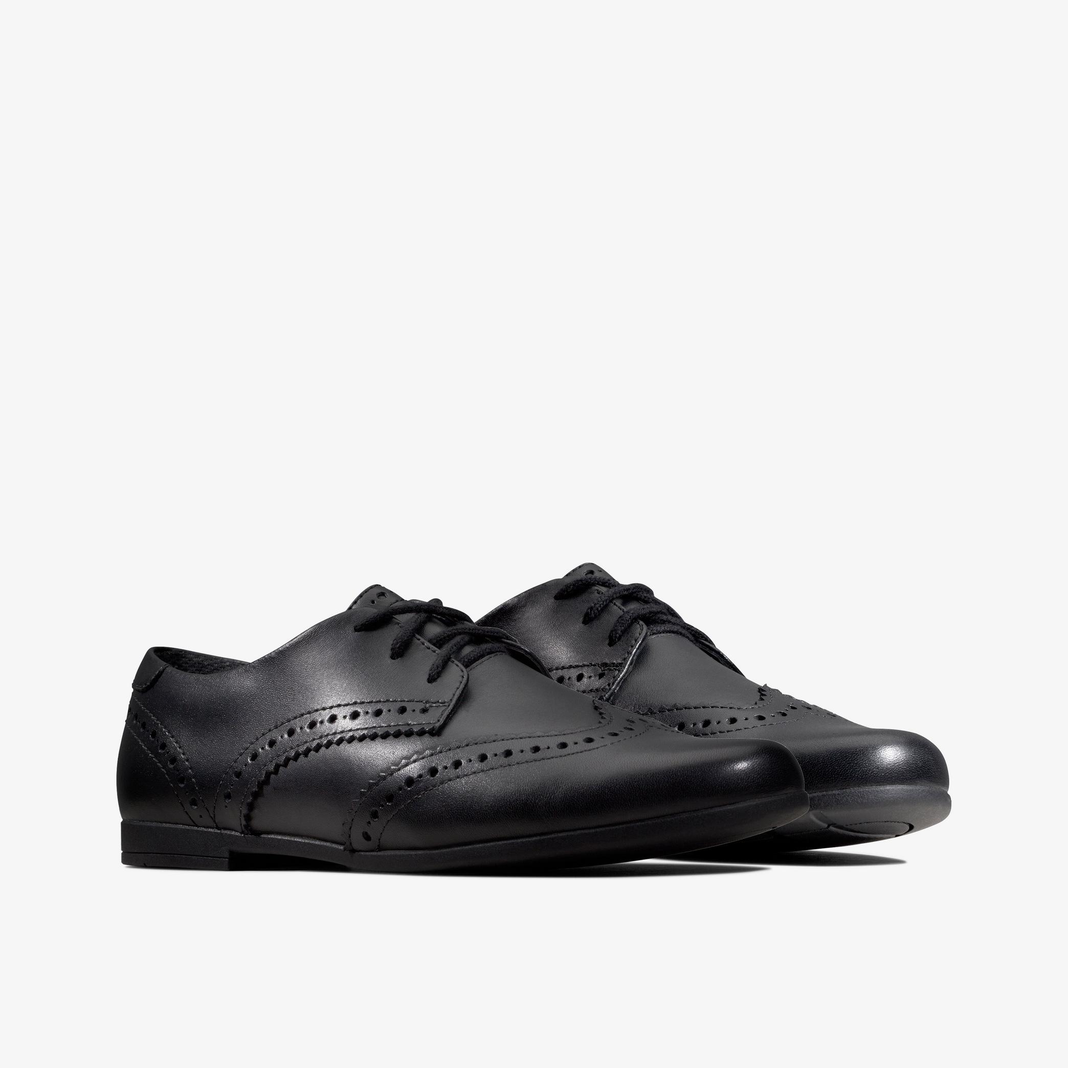 Scala Lace Youth Black Leather Brogues, view 4 of 6