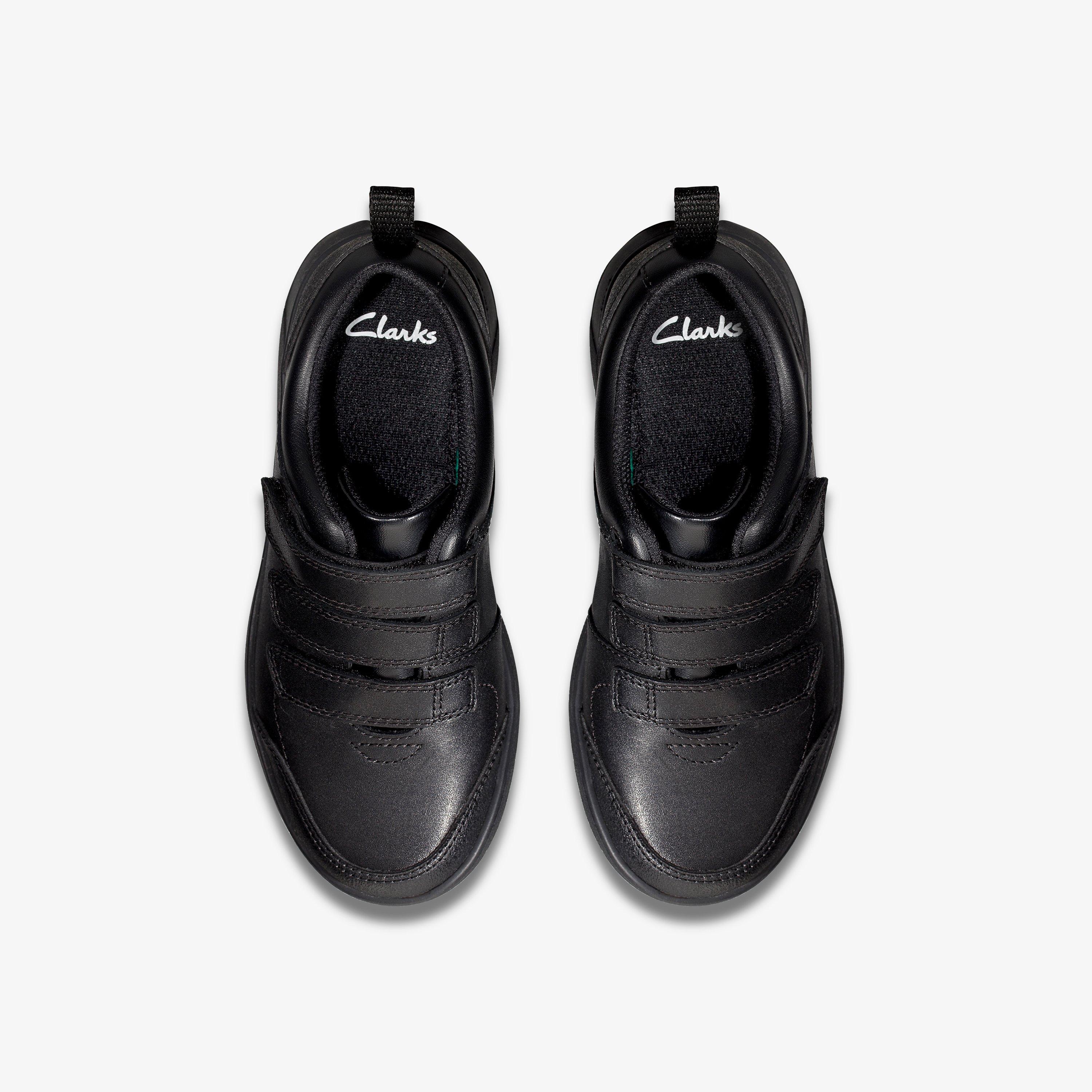 Scape Sky Kid Black Leather Riptape School Shoes, view 6 of 6
