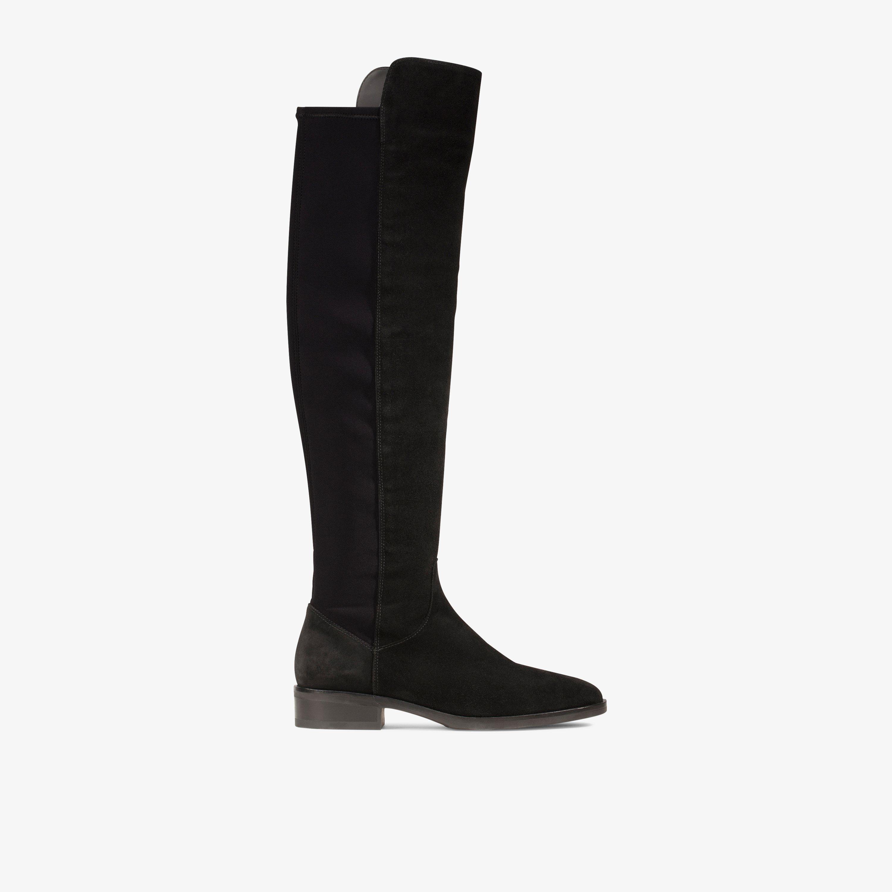 Womens Pure Caddy Black Suede Knee High Boots | Clarks UK