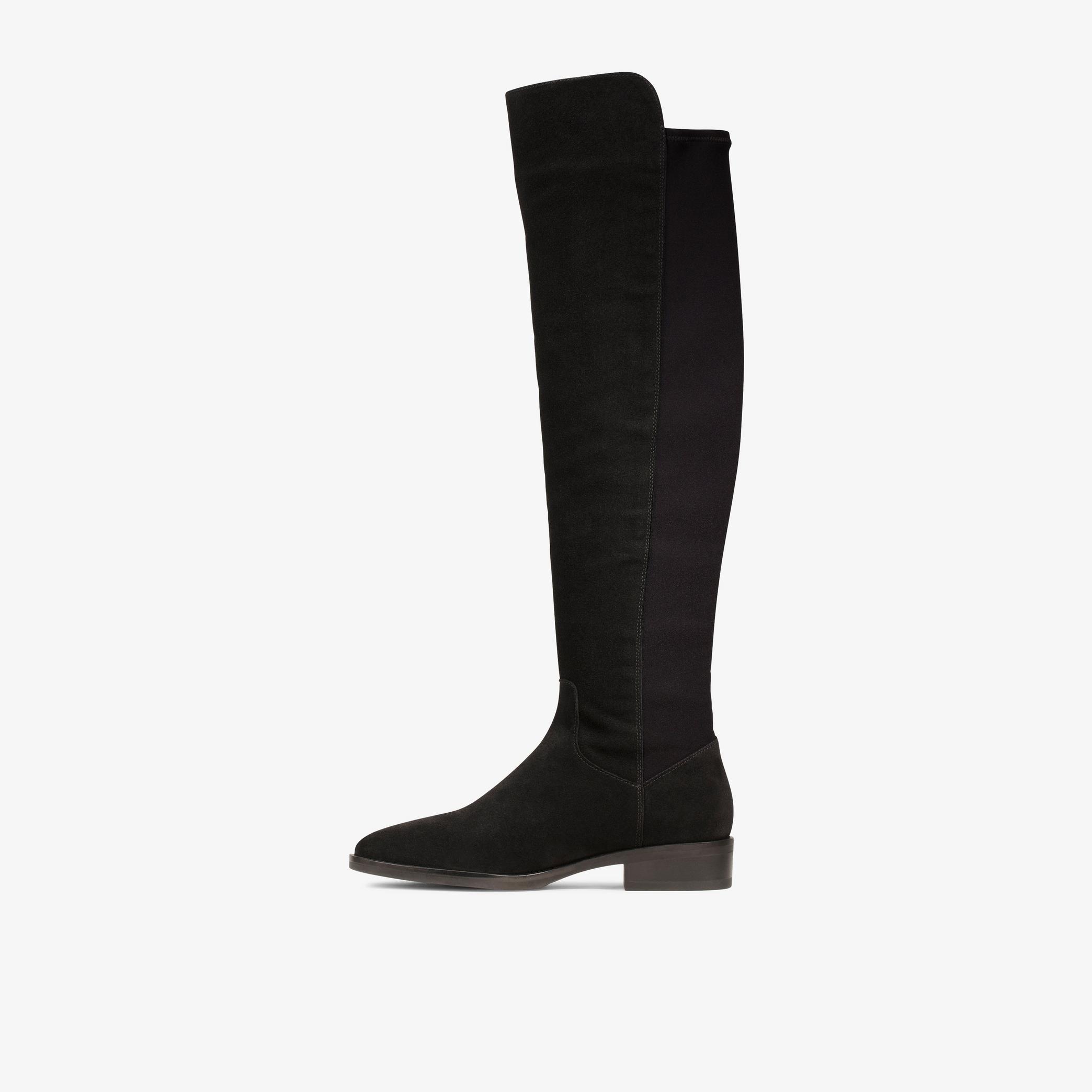 Womens Pure Caddy Black Suede Knee High Boots | Clarks UK