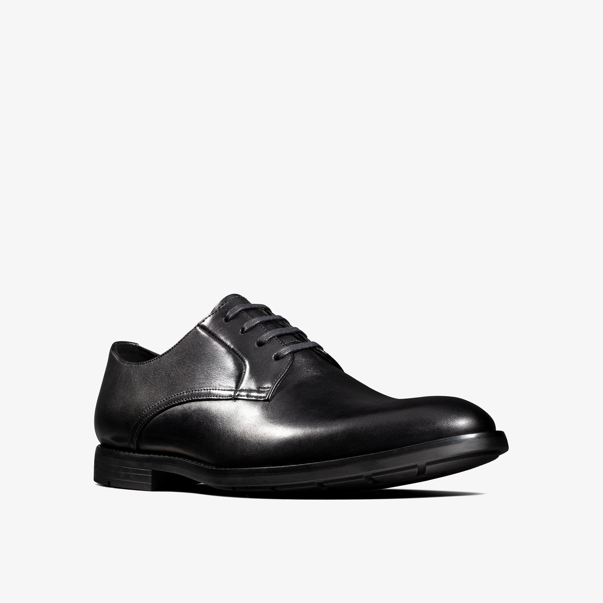MENS Ronnie Walk Black Leather Derby Shoes | Clarks Outlet