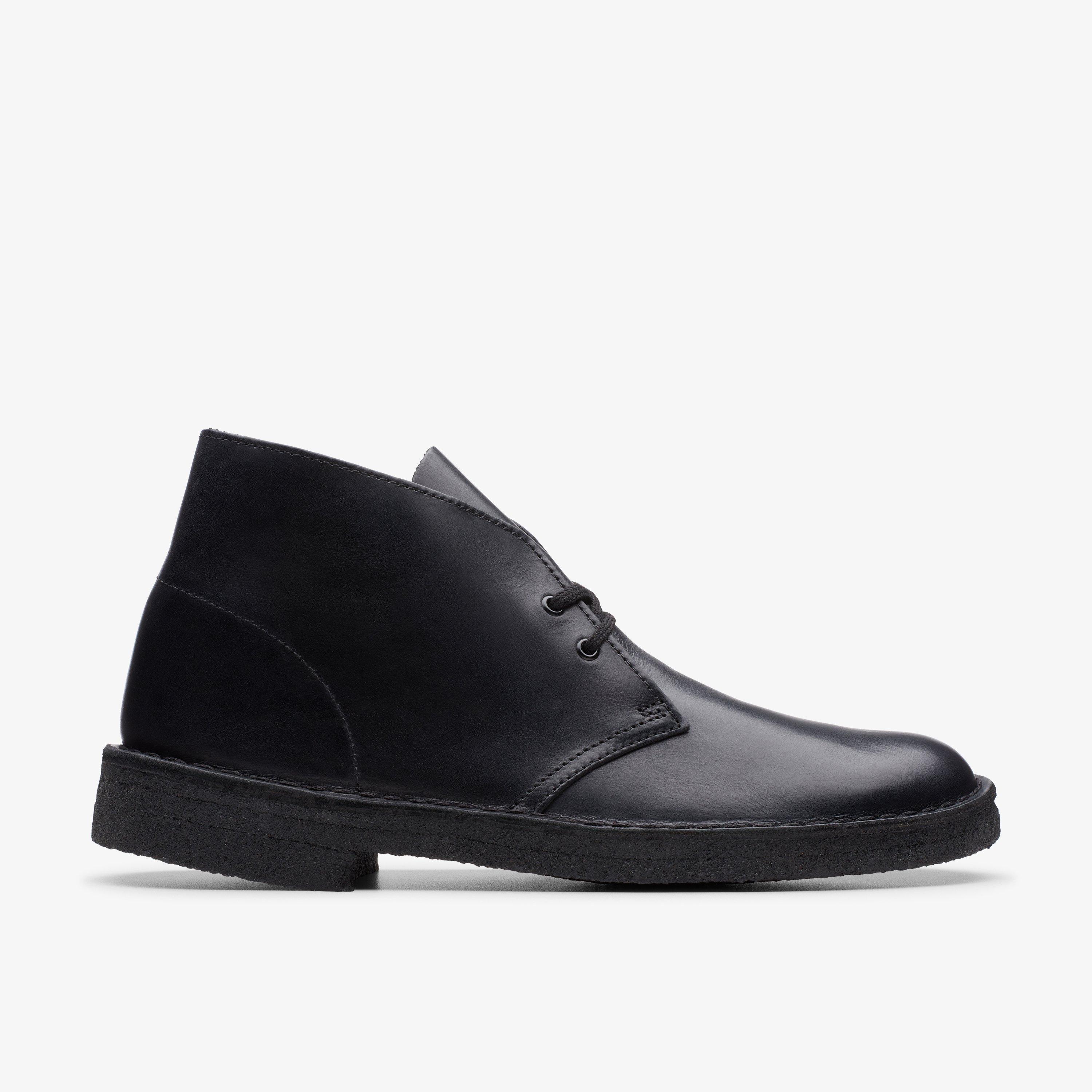 Leather desert boots black on sale