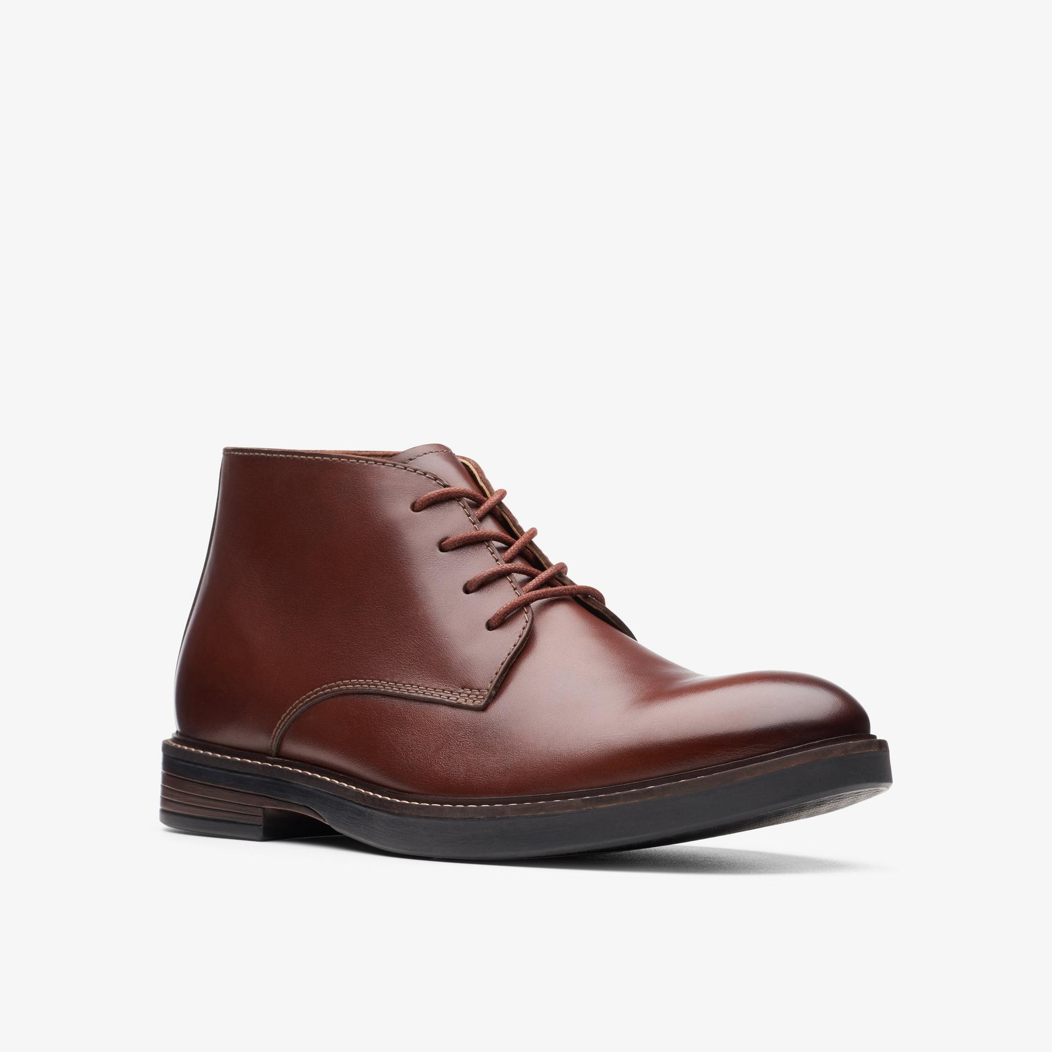 Paulson Mid Mahogany Leather Ankle Boots, view 3 of 6
