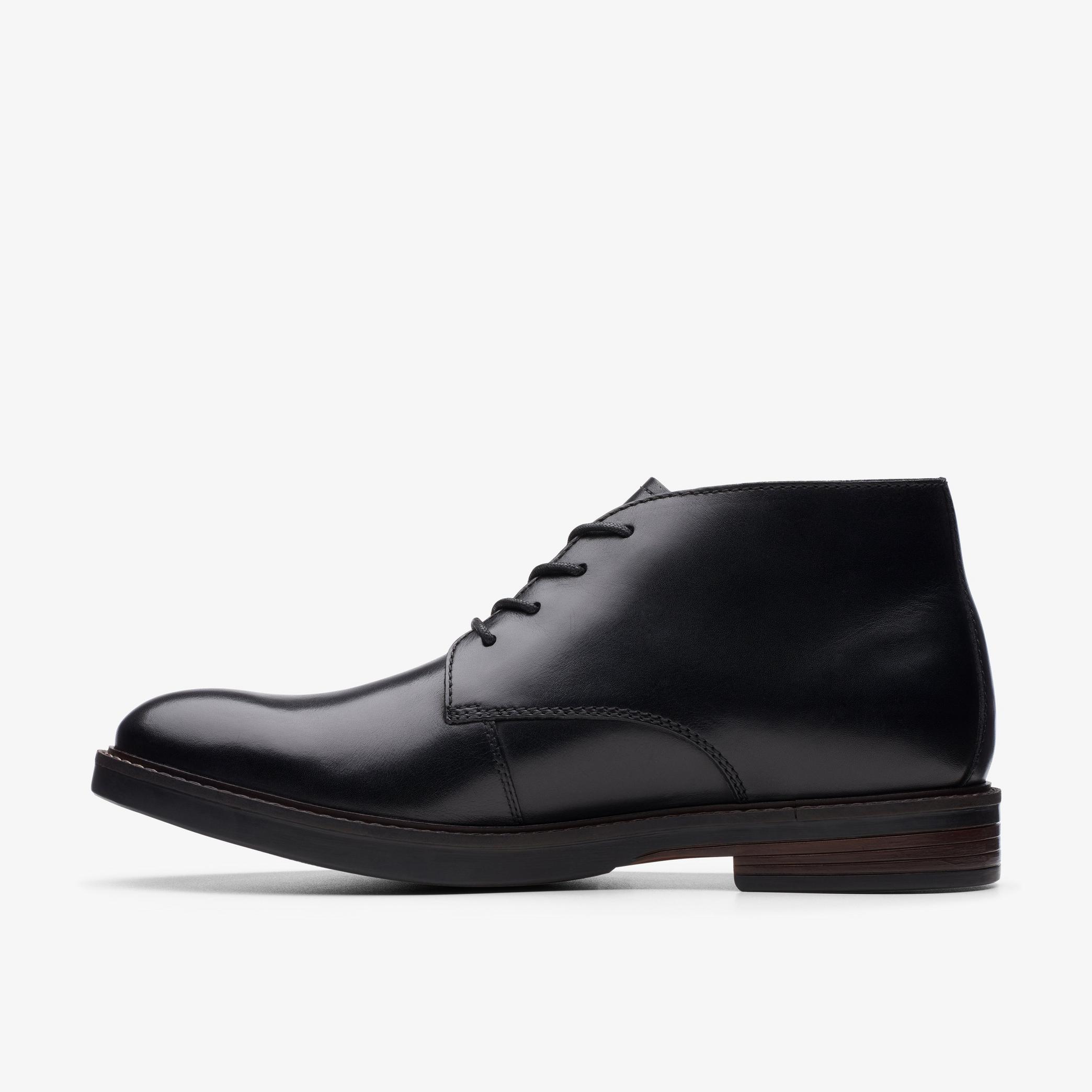 MENS Paulson Mid Black Leather Ankle Boots | Clarks Outlet