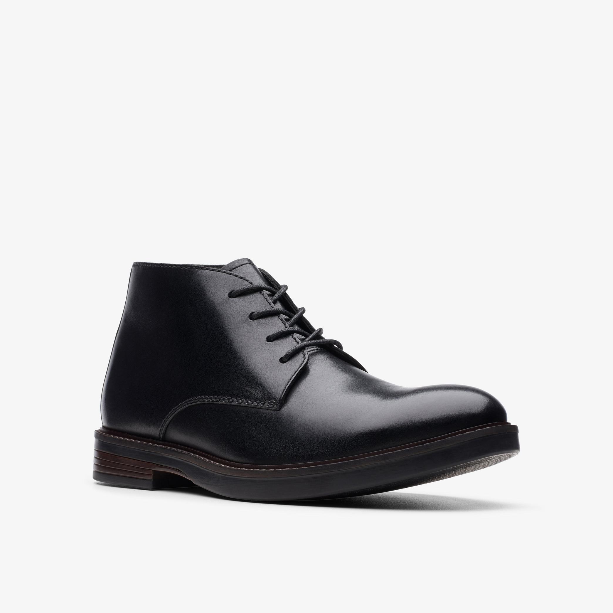Paulson Mid Black Leather Ankle Boots, view 3 of 6