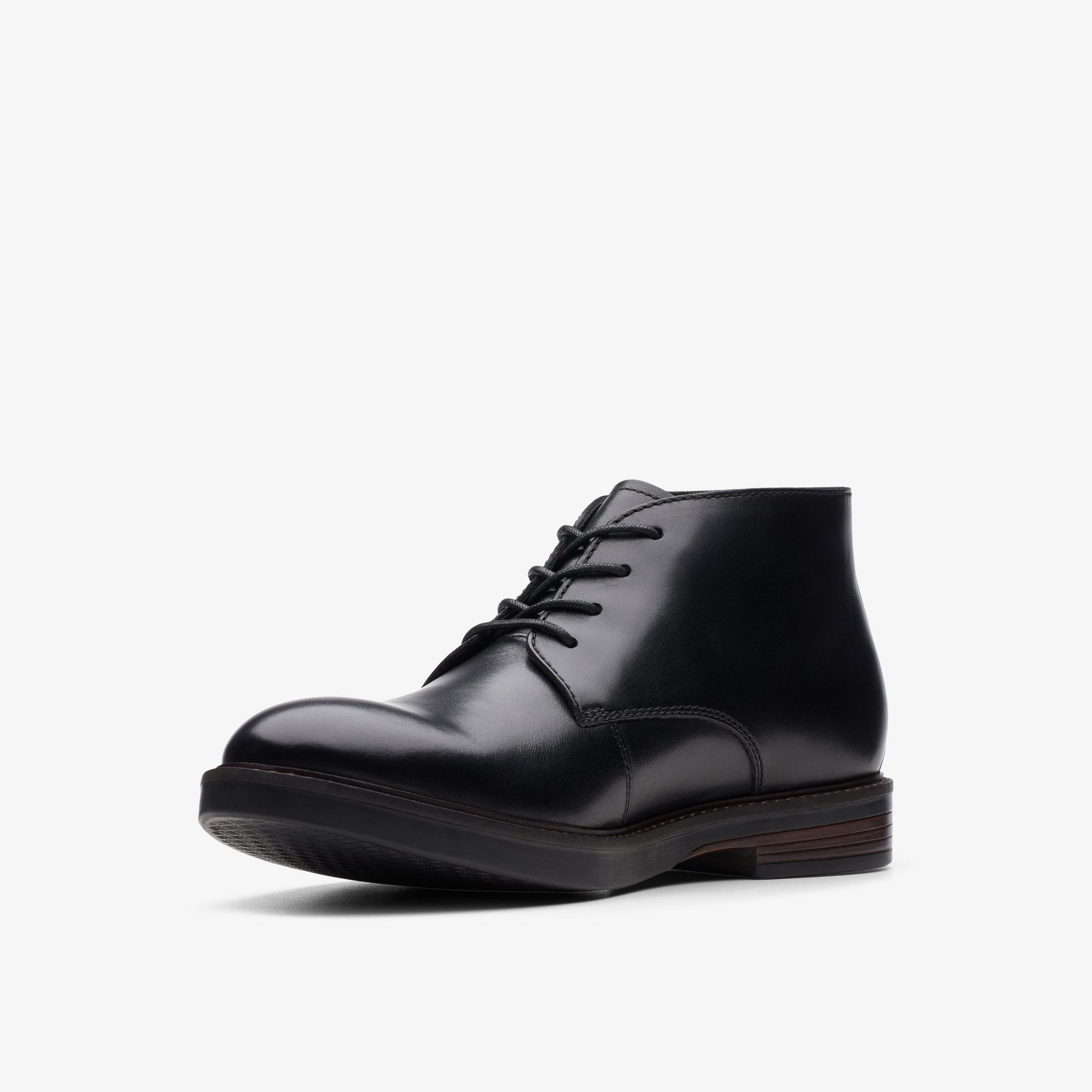 Paulson Mid Black Leather Ankle Boots, view 4 of 6