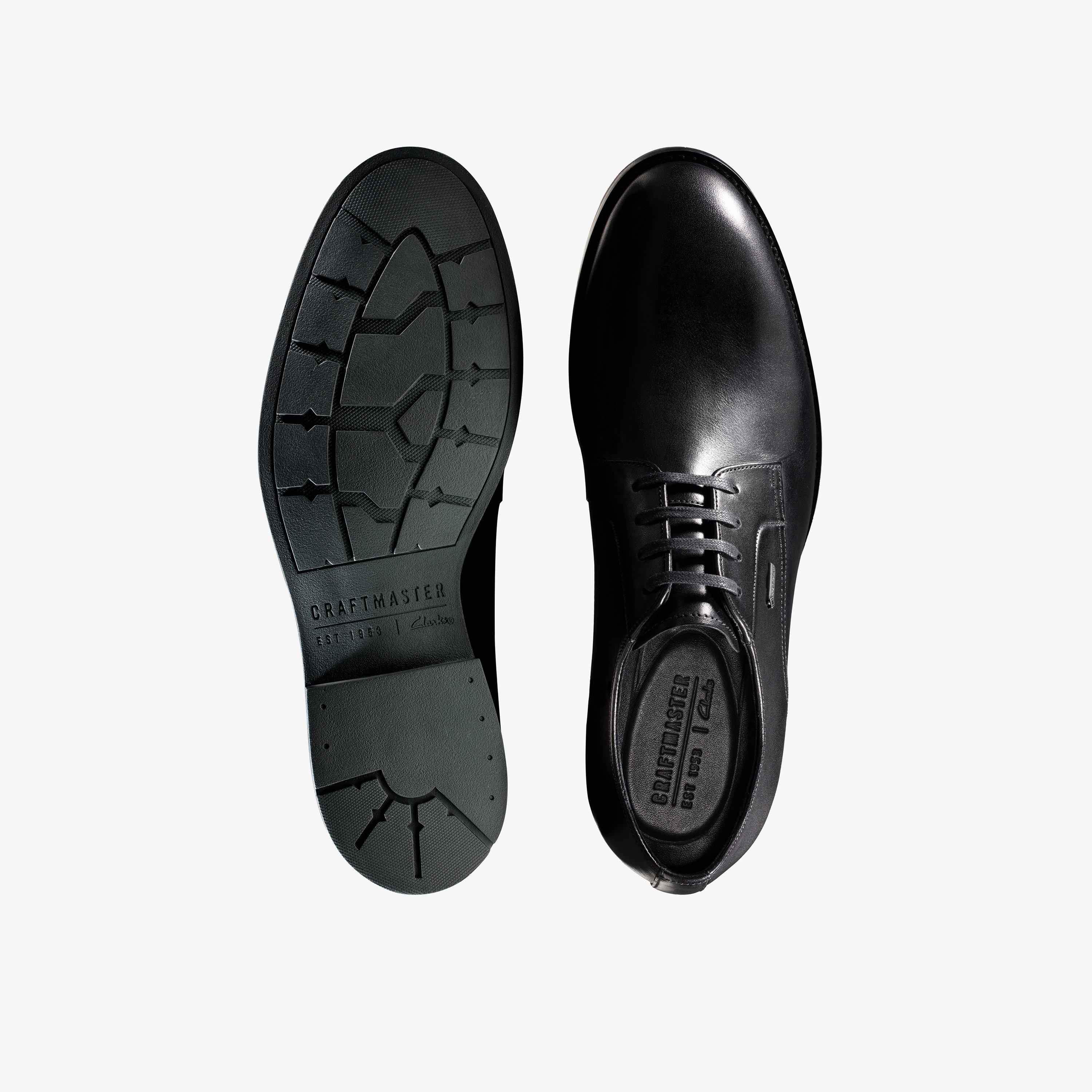 Mens Ronnie Walk GORETEX Black Leather Derby Shoes Clarks Outlet