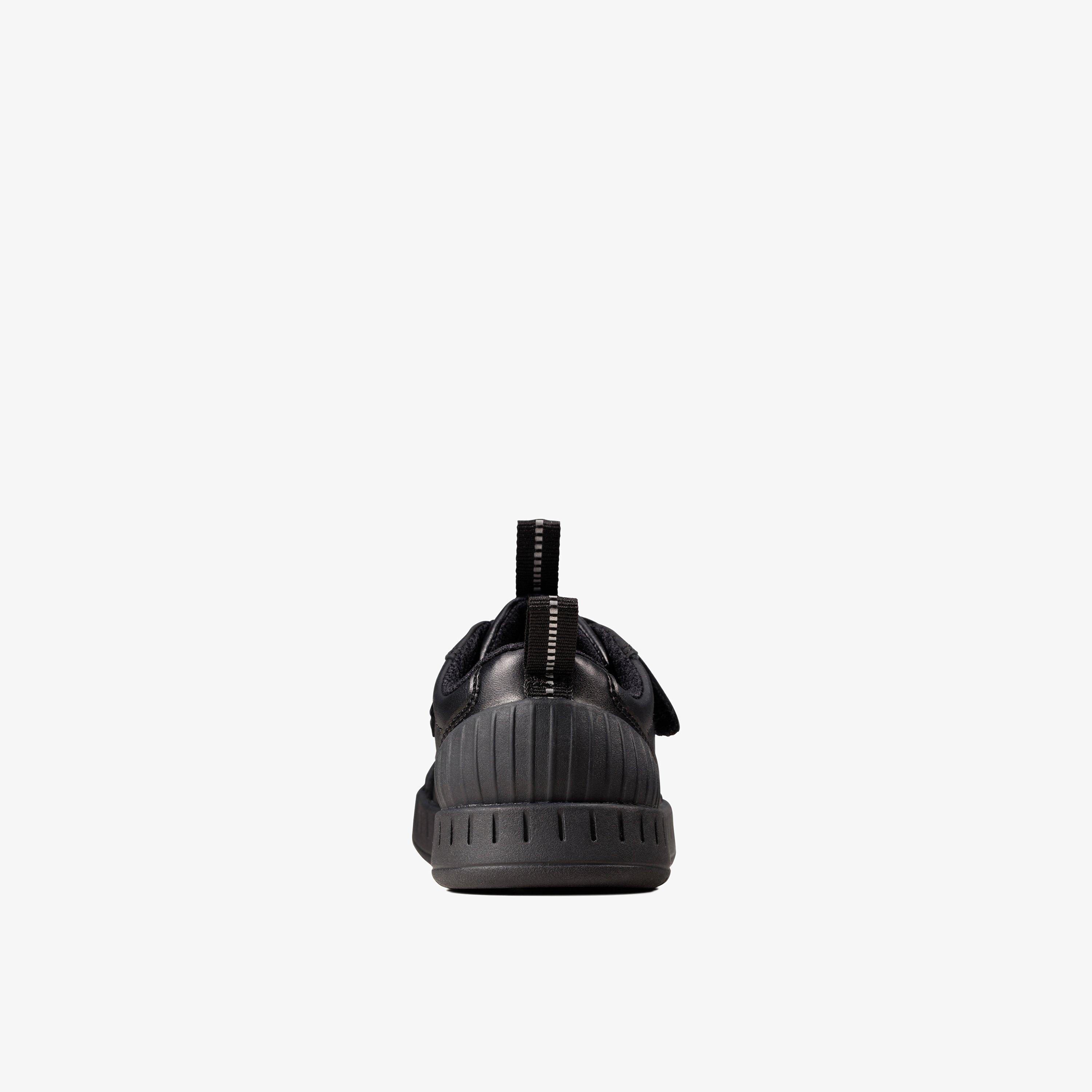 Apollo Step Toddler Black Leather Riptape School Shoes, view 5 of 6