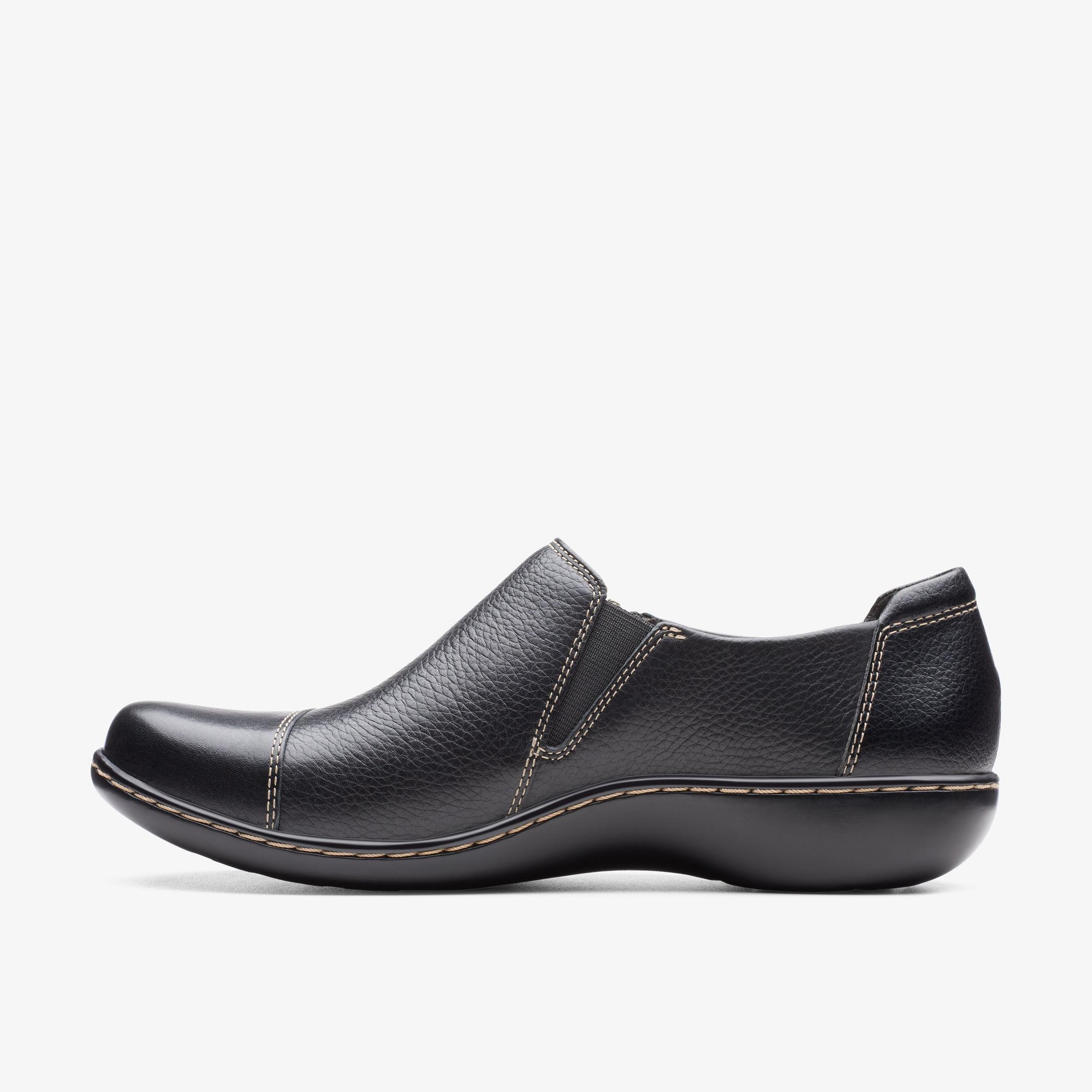WOMENS Ashland Palm Black Leather Slip Ons | Clarks Outlet