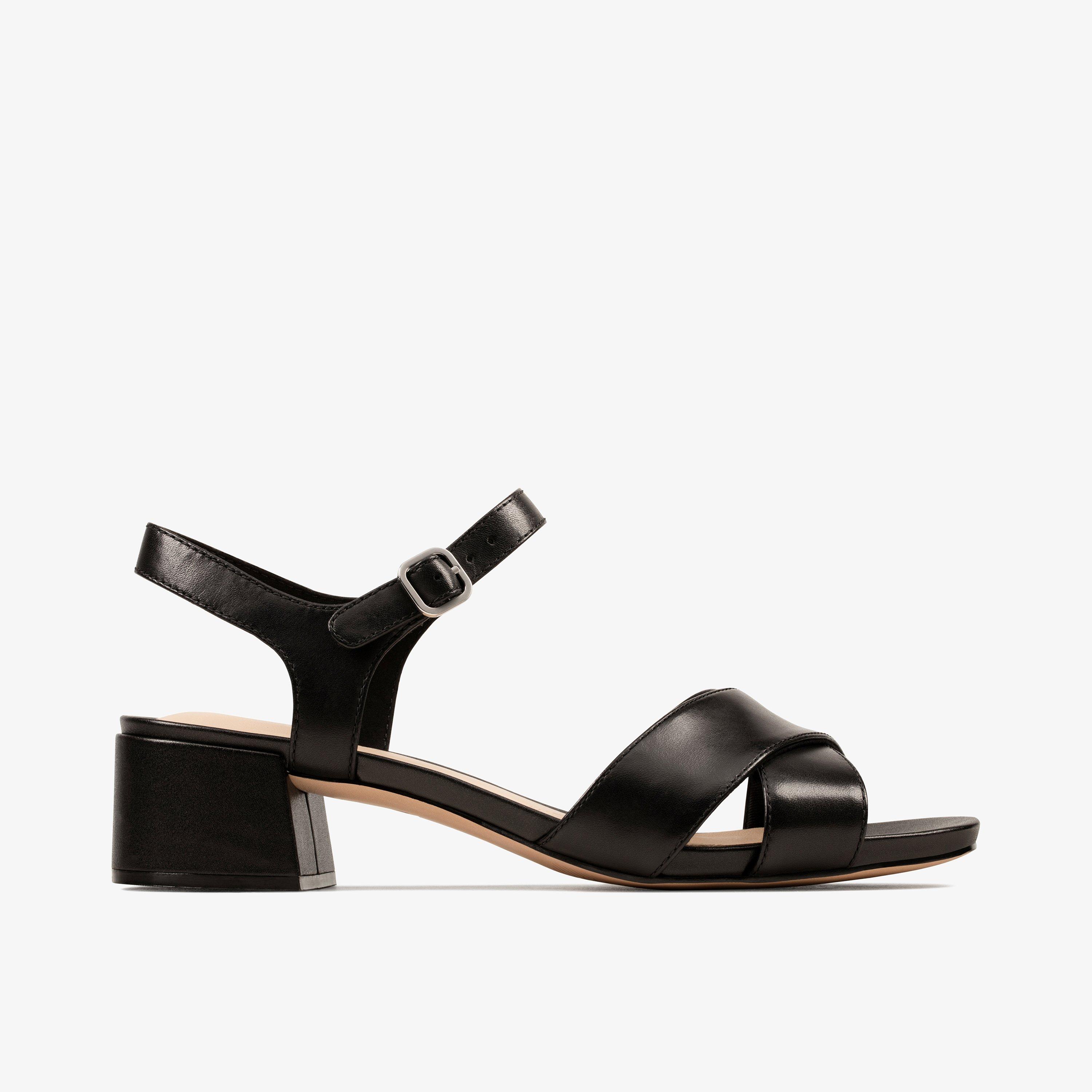 WOMENS Sheer35 Strap Black Leather Strappy Sandals | Clarks Outlet