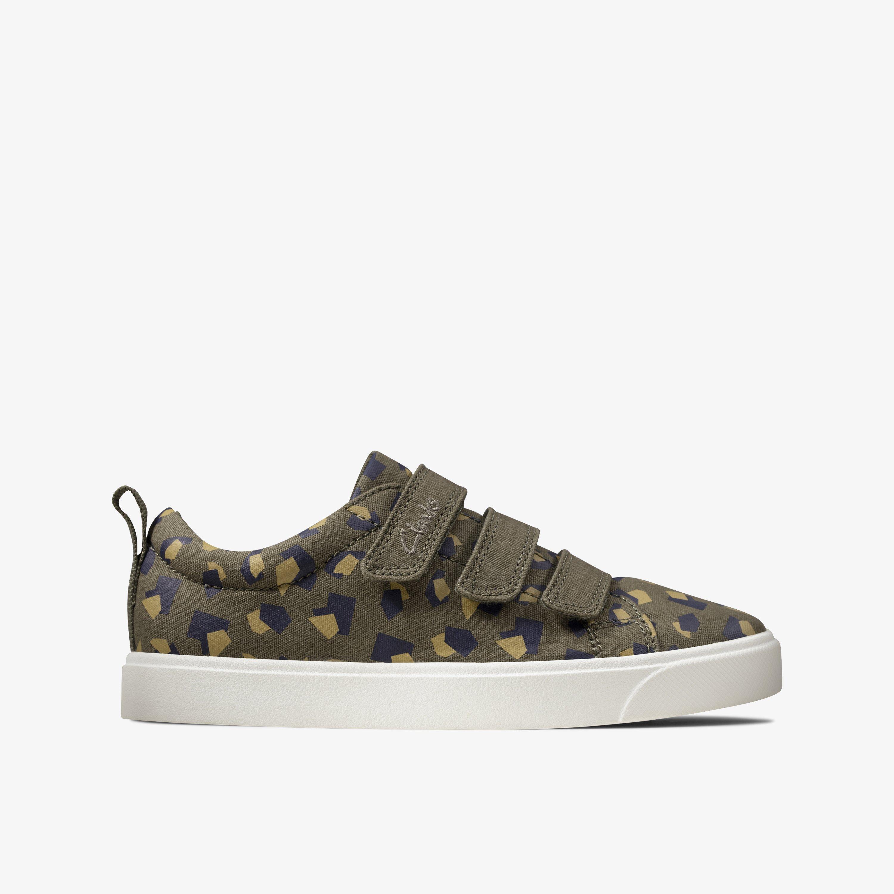 Boys City Vibe Kid Olive Camouflage Canvas Clarks Outlet