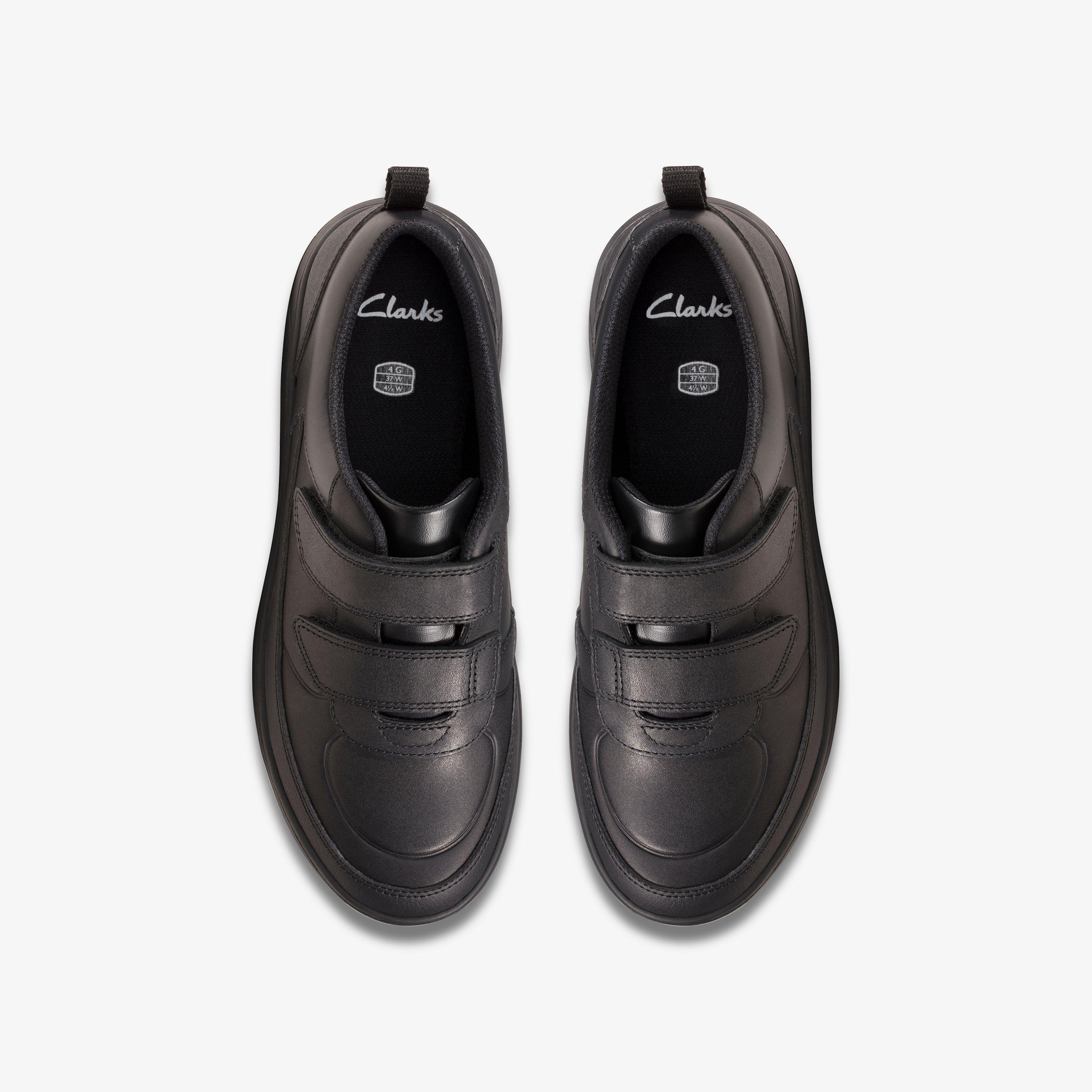 Chaussures D'école Garçon Clarks Scape Sky - Cuir Noir - Taille Enfant - Neuf Avec Boîte