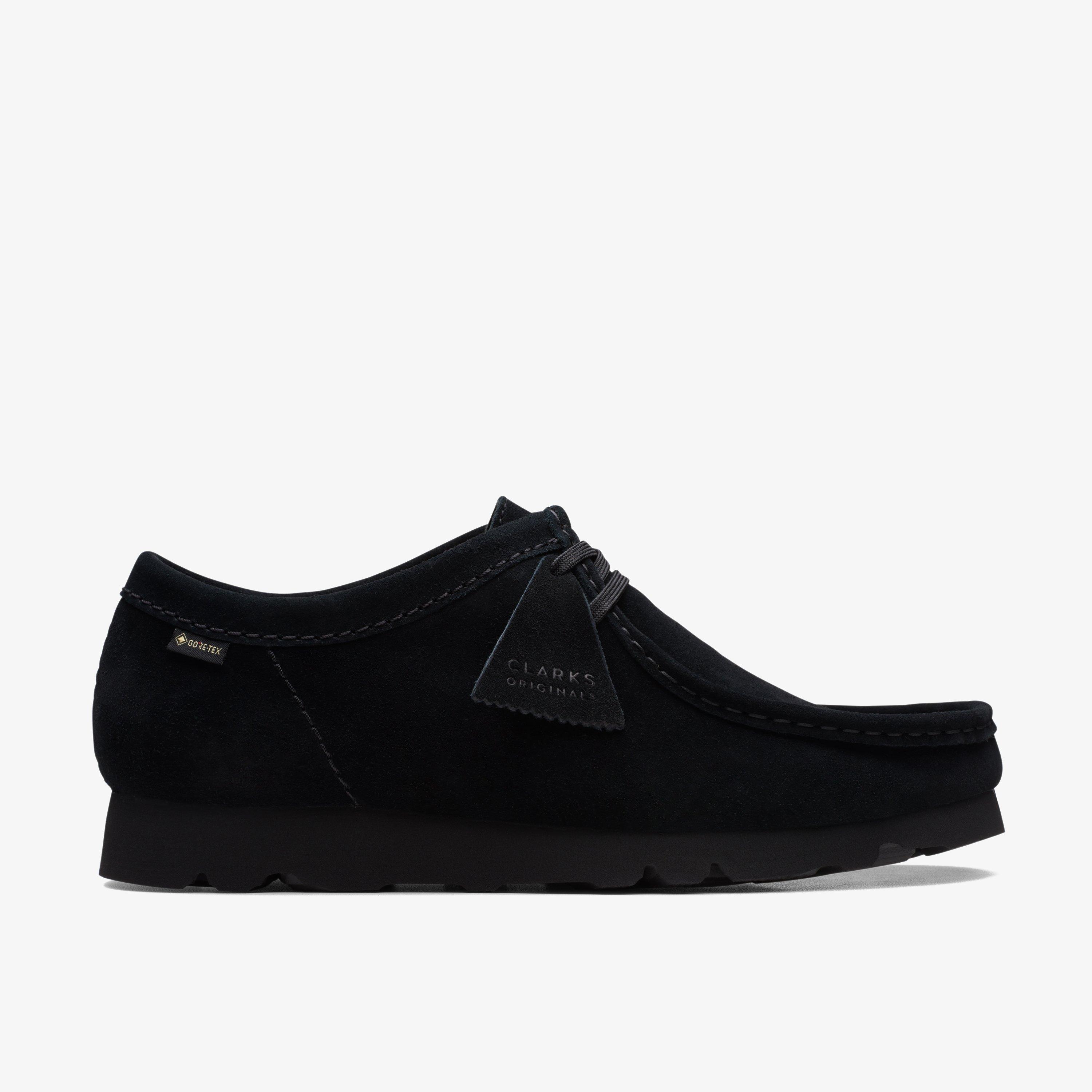 Mens Wallabee GORE TEX Black Suede Shoes Clarks UK