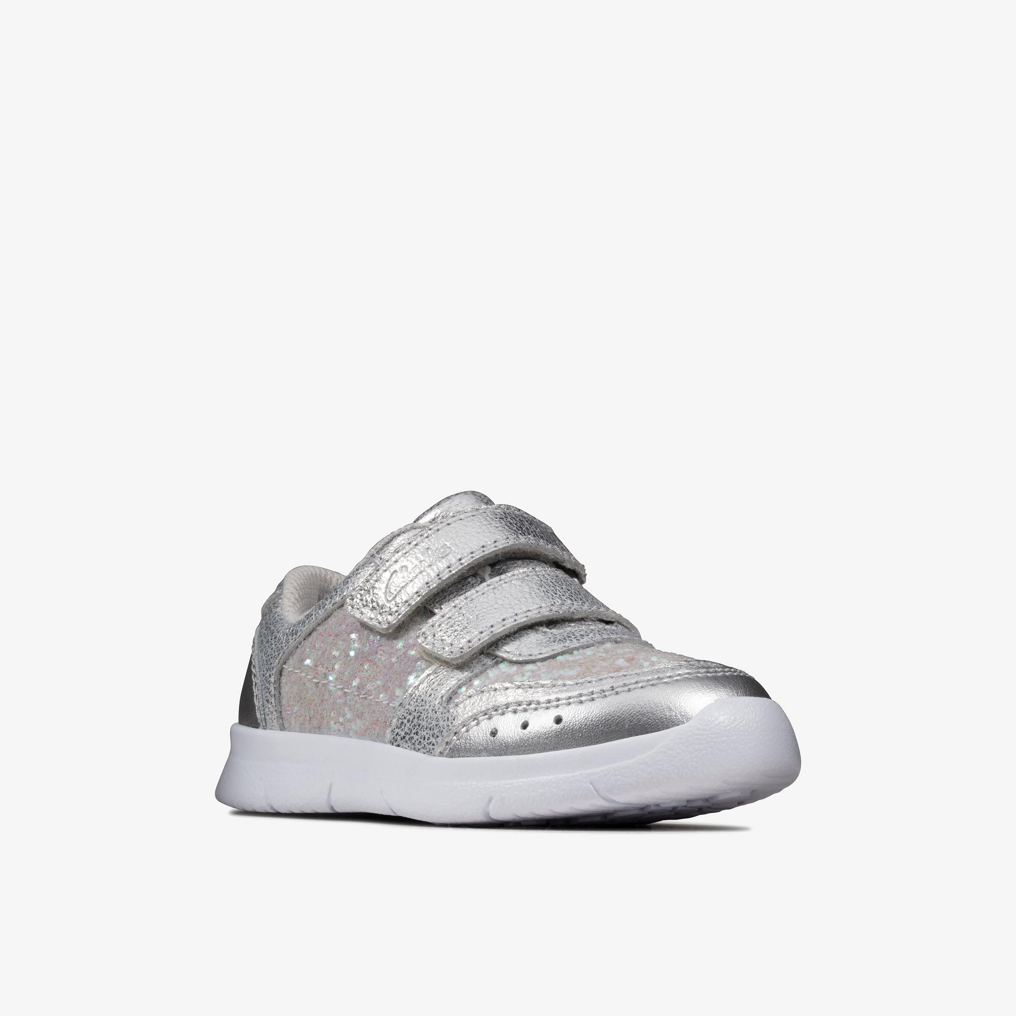 Ath Sonar Toddler Silver Leather Trainers, view 3 of 6