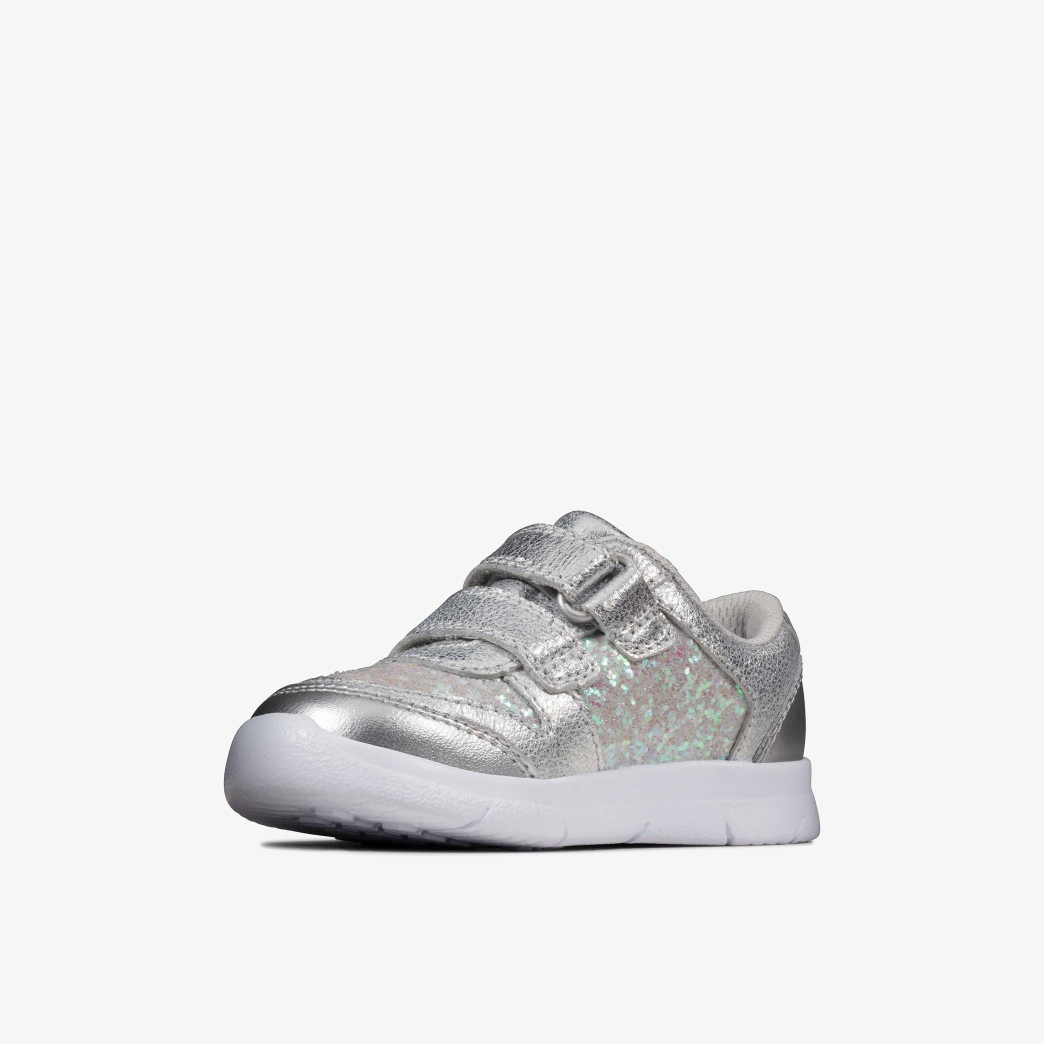 Ath Sonar Toddler Silver Leather Trainers, view 4 of 6