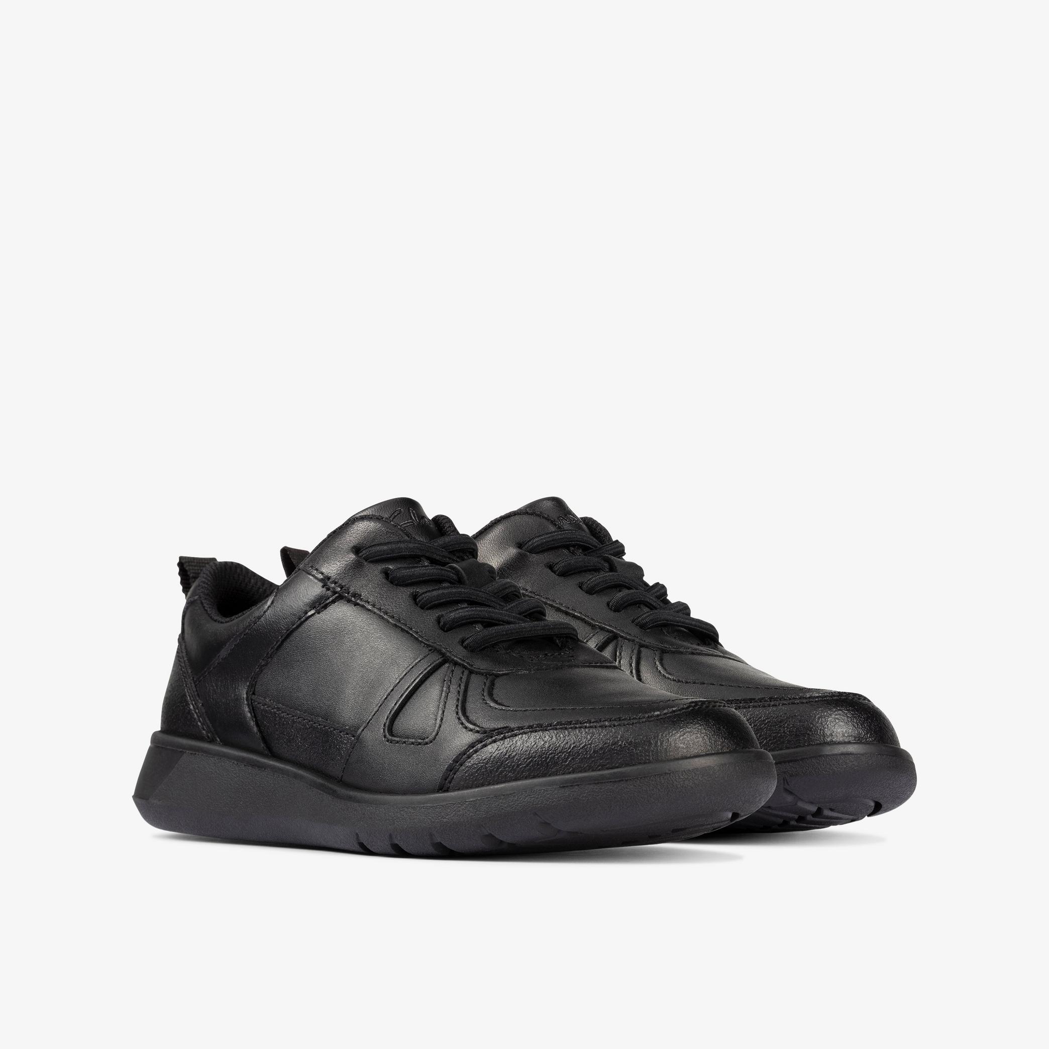 Scape Track Kid Black Leather Shoes, view 4 of 6