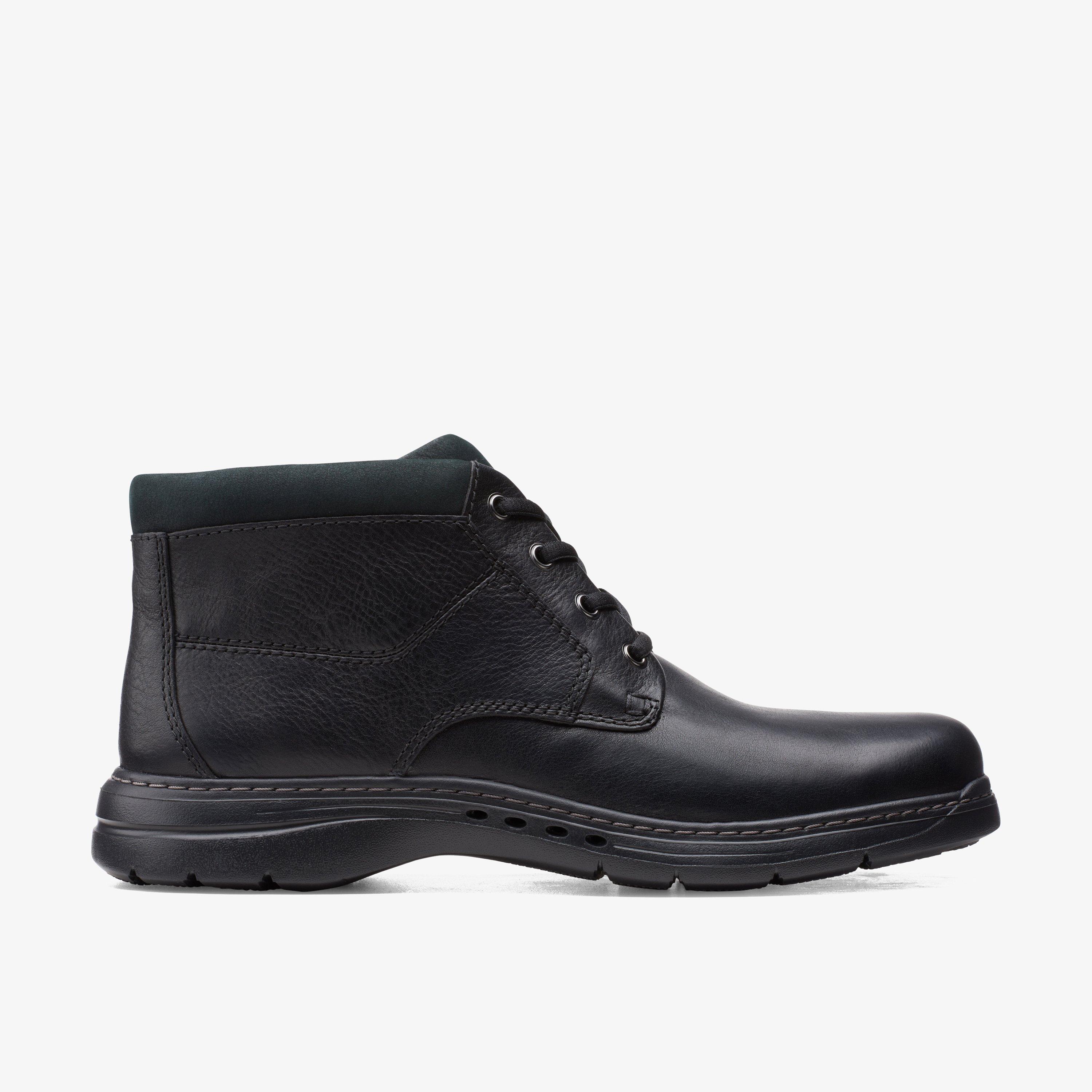 Mens Un Brawley Up Black Leather Boots | Clarks Outlet