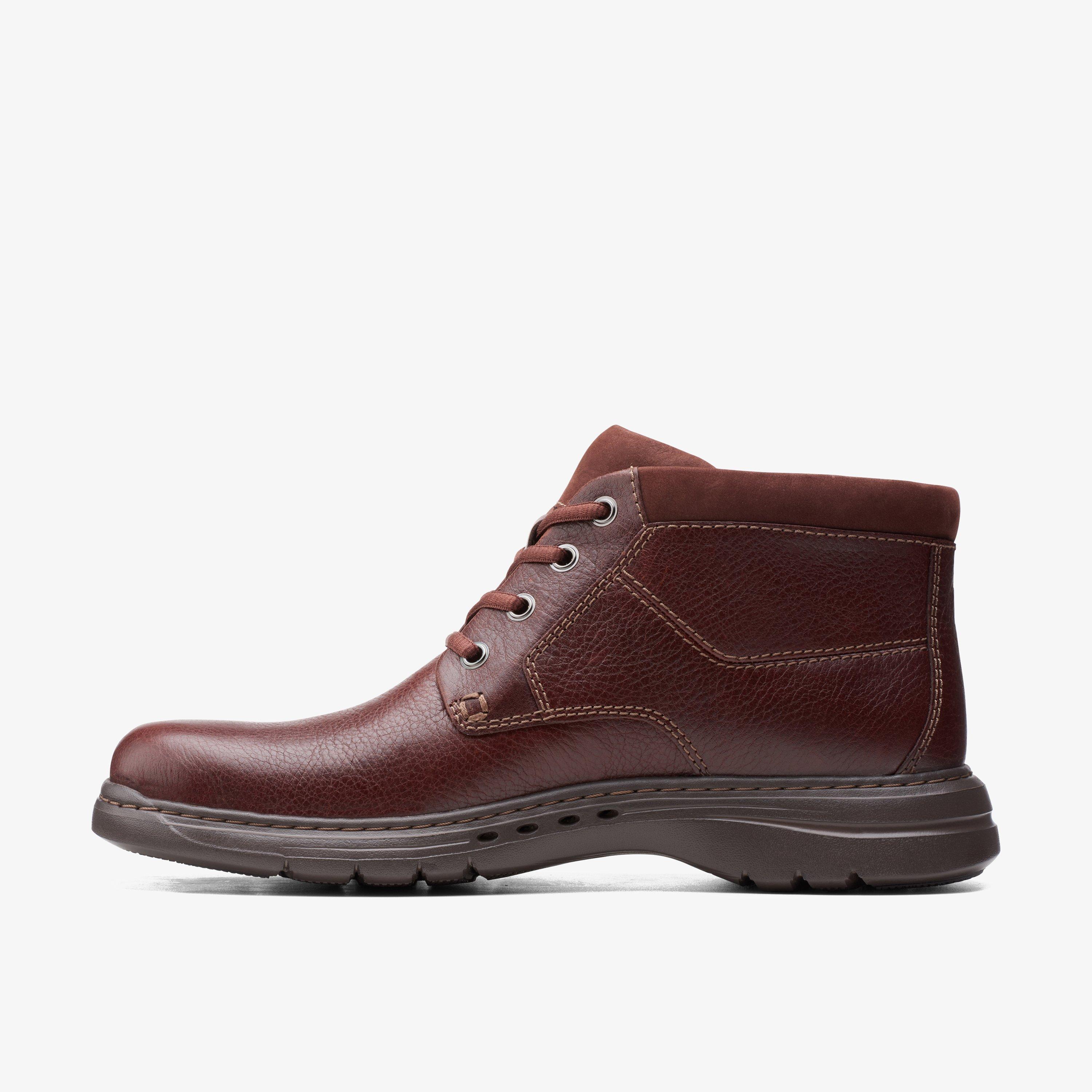 Mens Un Brawley Up Mahogany Leather Boots Clarks Outlet