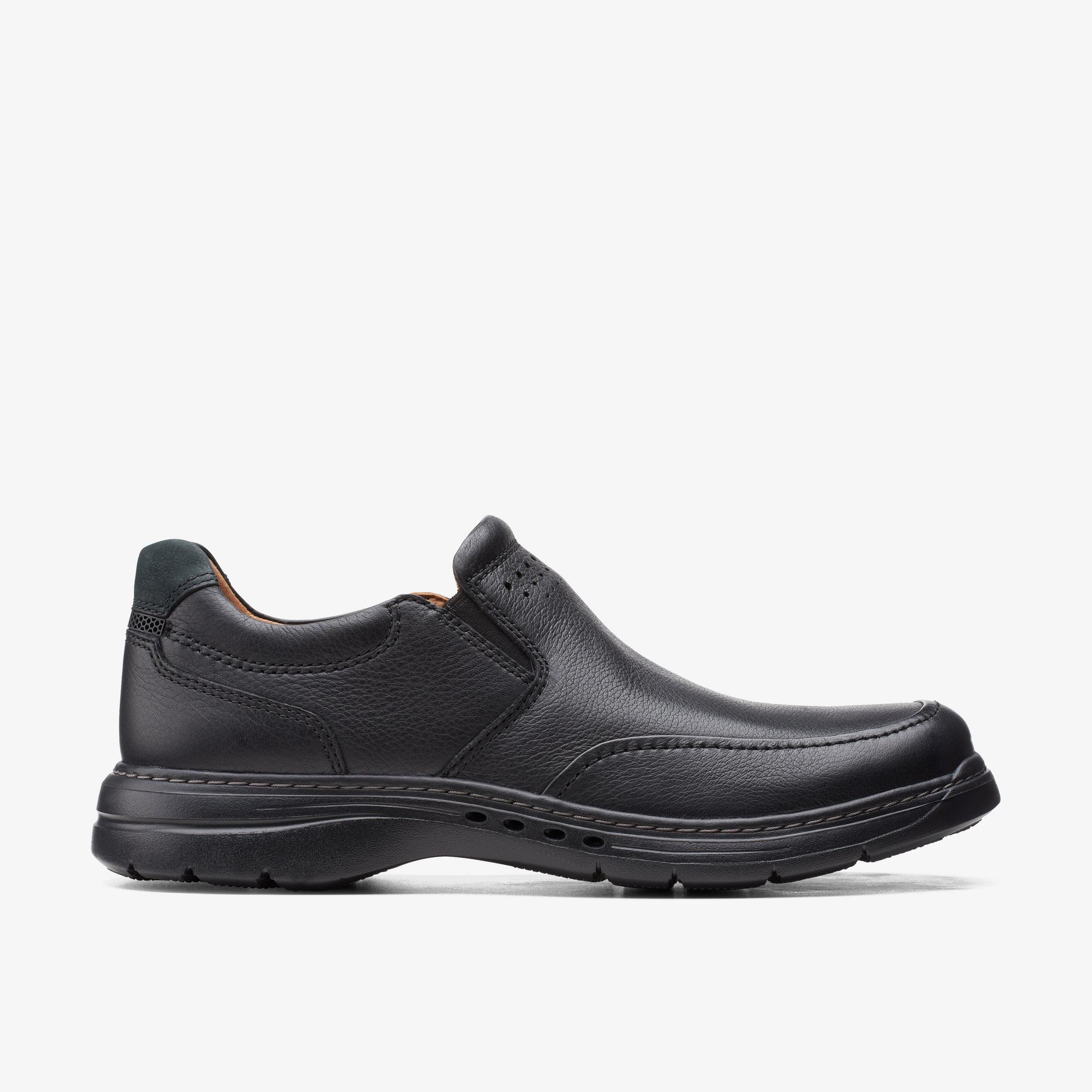 MENS Un Brawley Step Black Leather Loafers | Clarks US