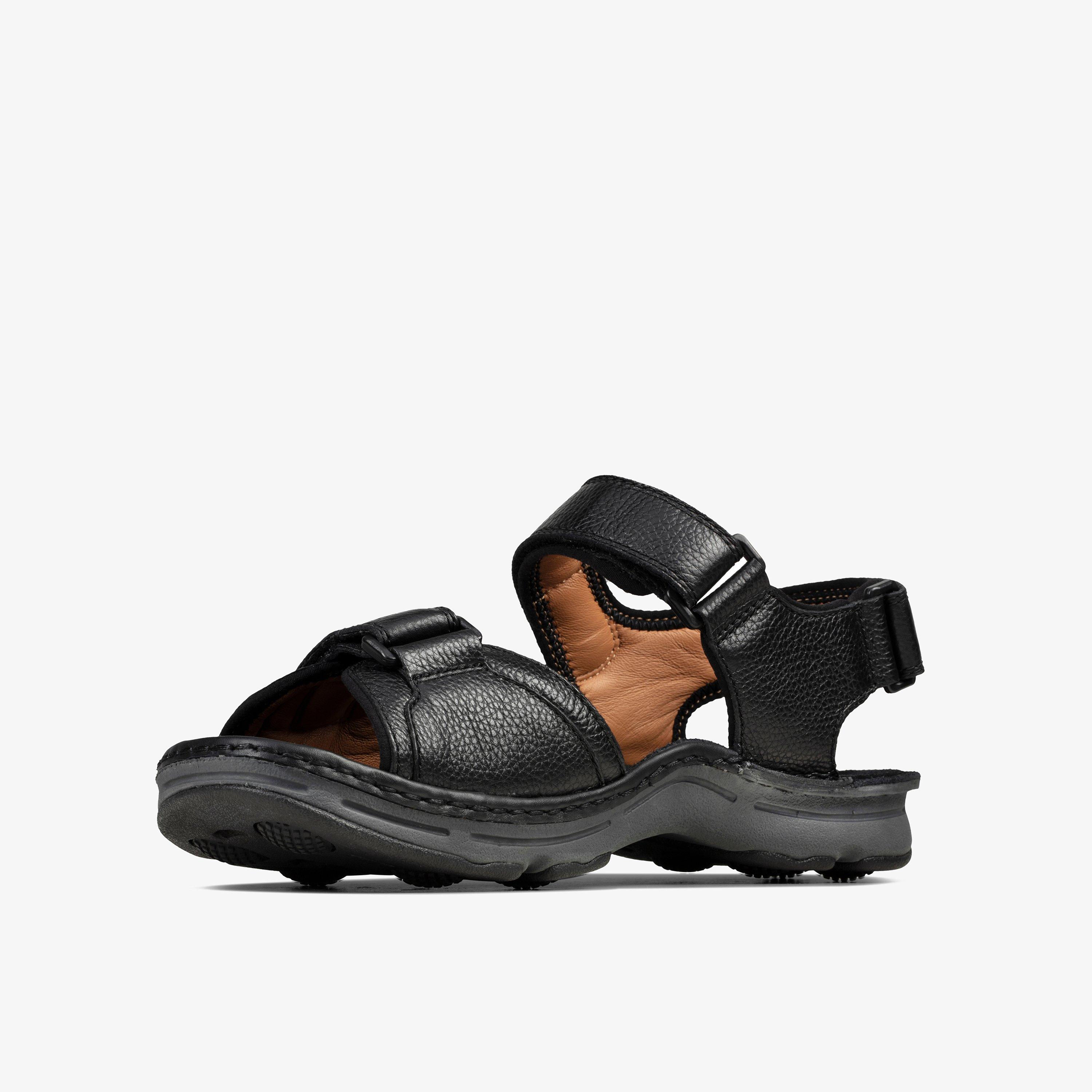 Mens ATL Part Black Flat Sandals Clarks Outlet
