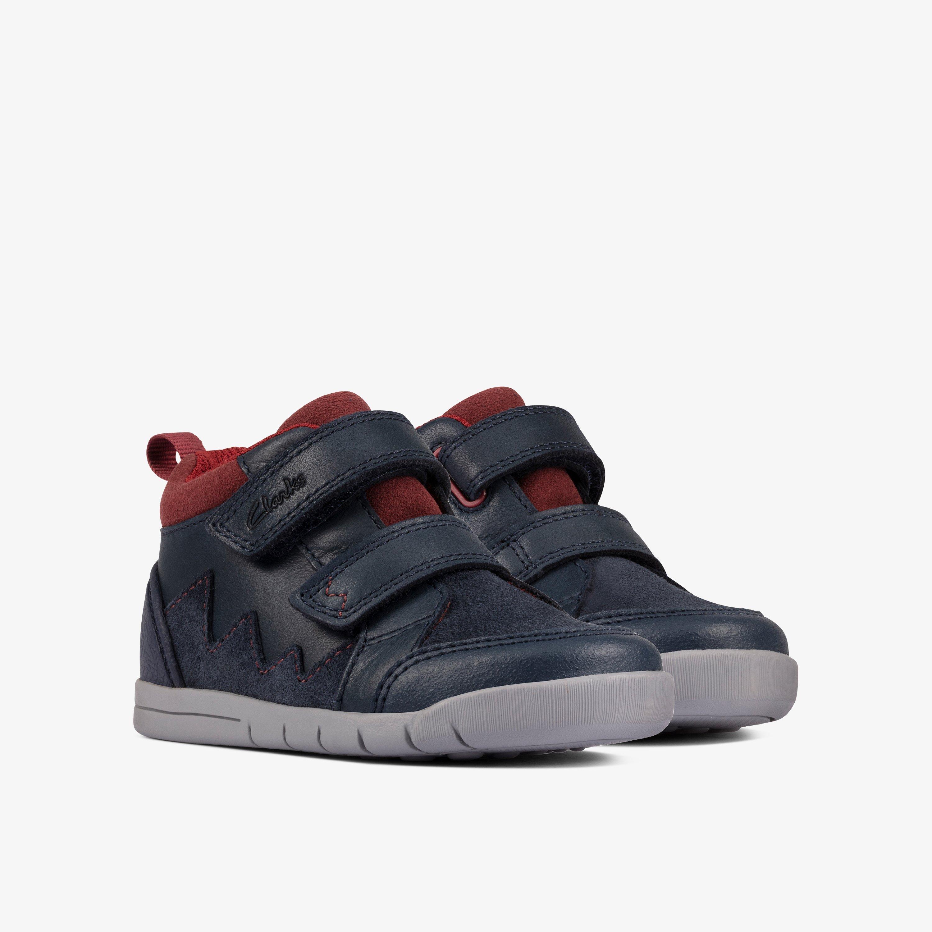 Rex Park Toddler Navy Leather Ankle Boots High Tops Riptape, view 4 of 6
