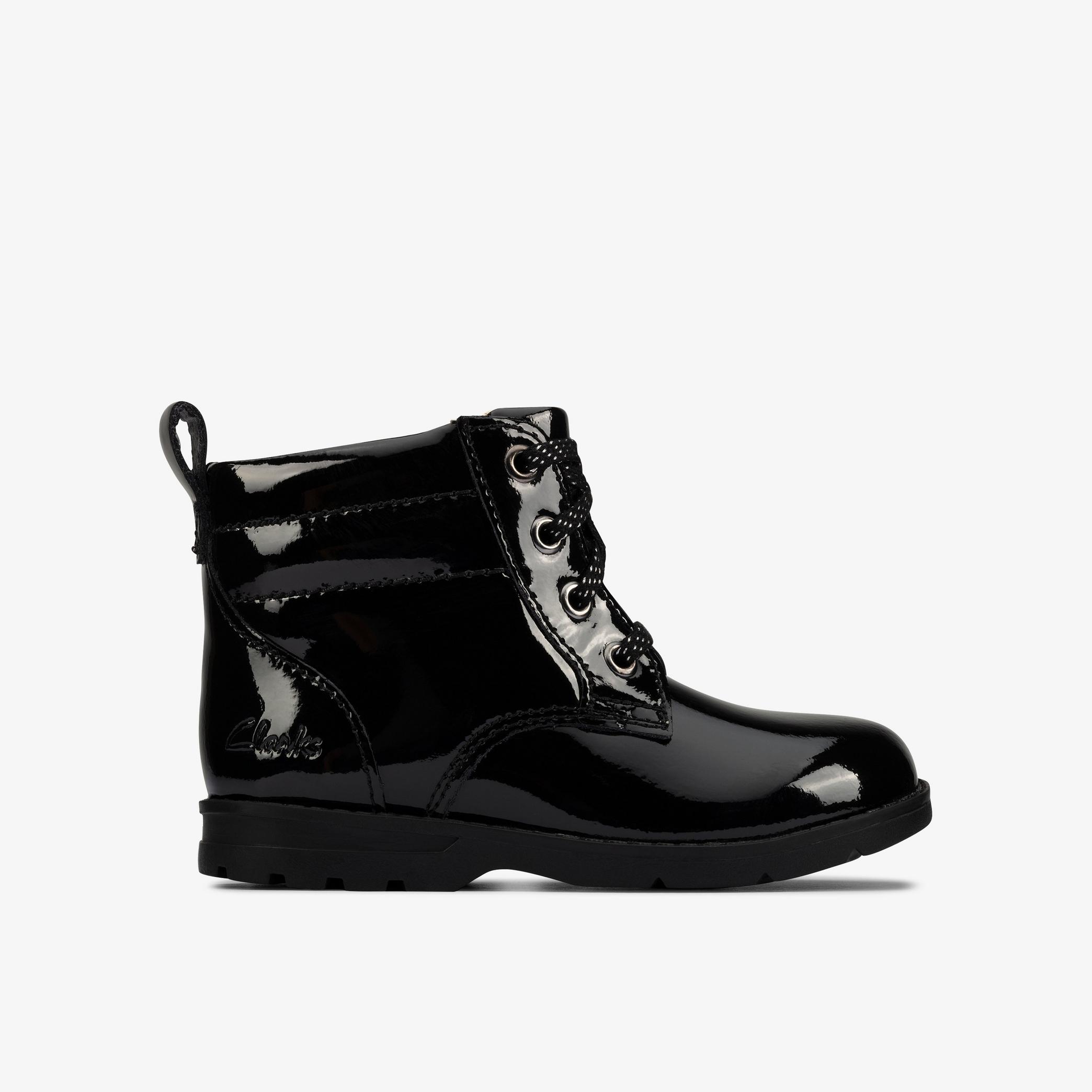 Dabi Lace Toddler Black Patent Boots, view 1 of 6