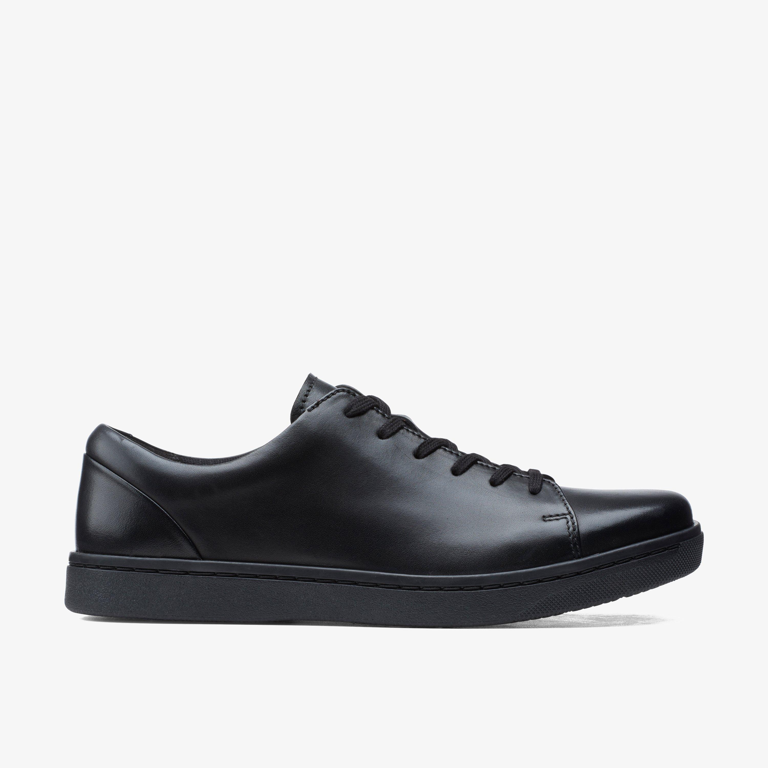 Clarks black leather sale shoes