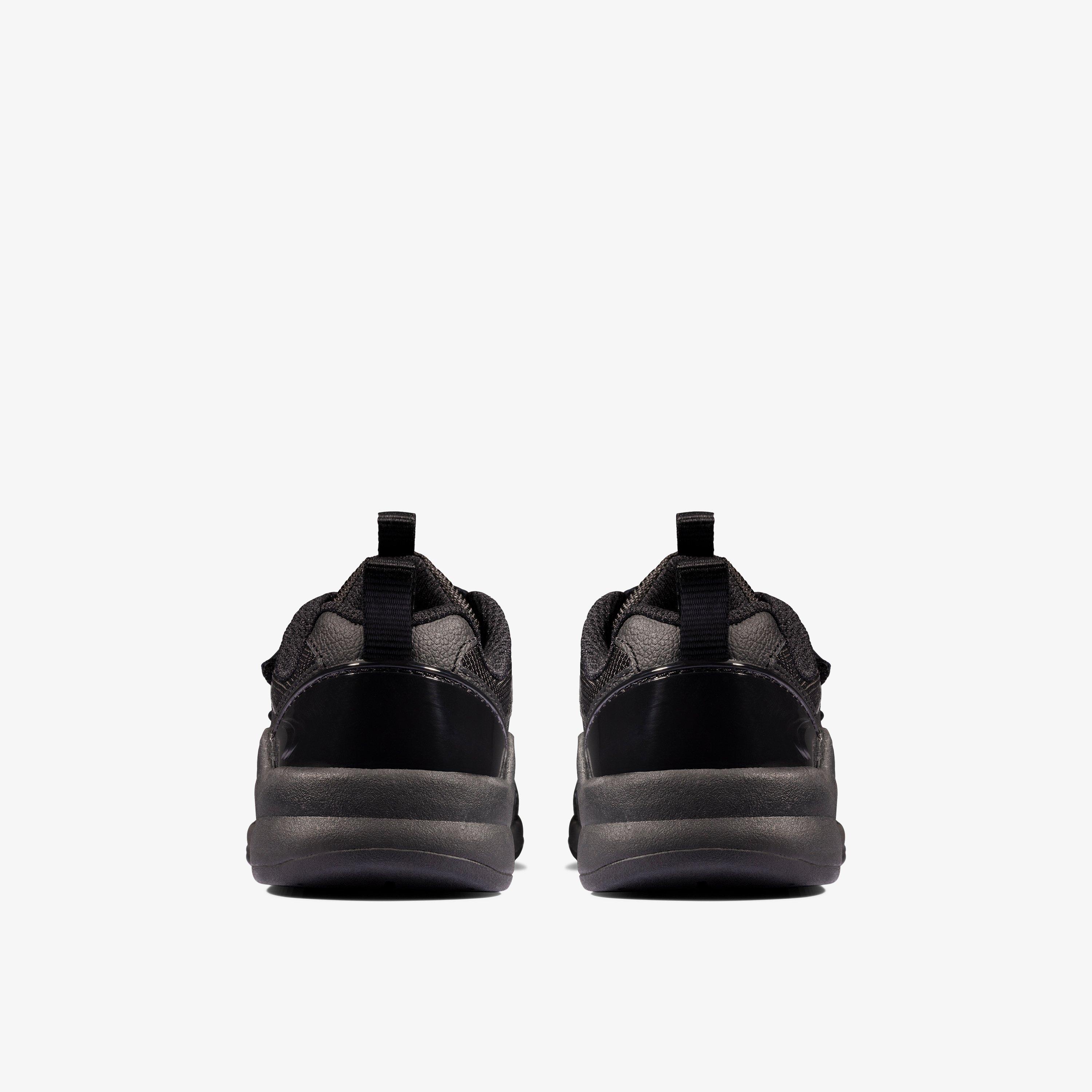 Orbit Sprint Toddler Black Leather Riptape School Shoes, view 5 of 6