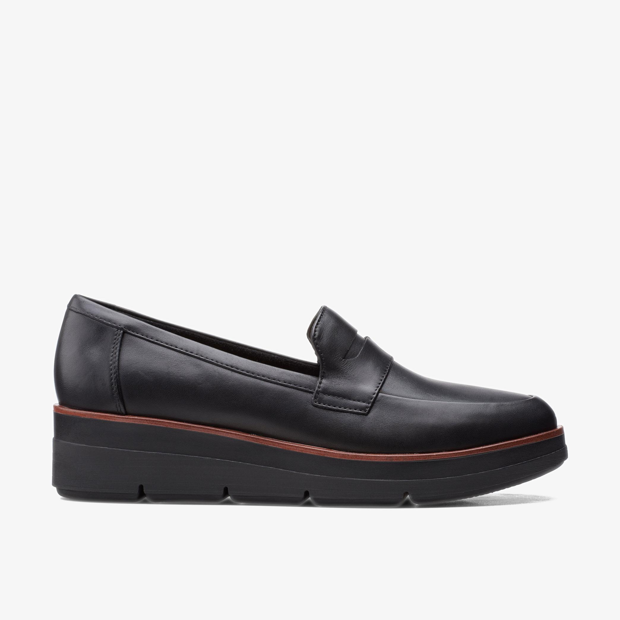 WOMENS Shaylin Step Black Leather Loafers | Clarks Outlet