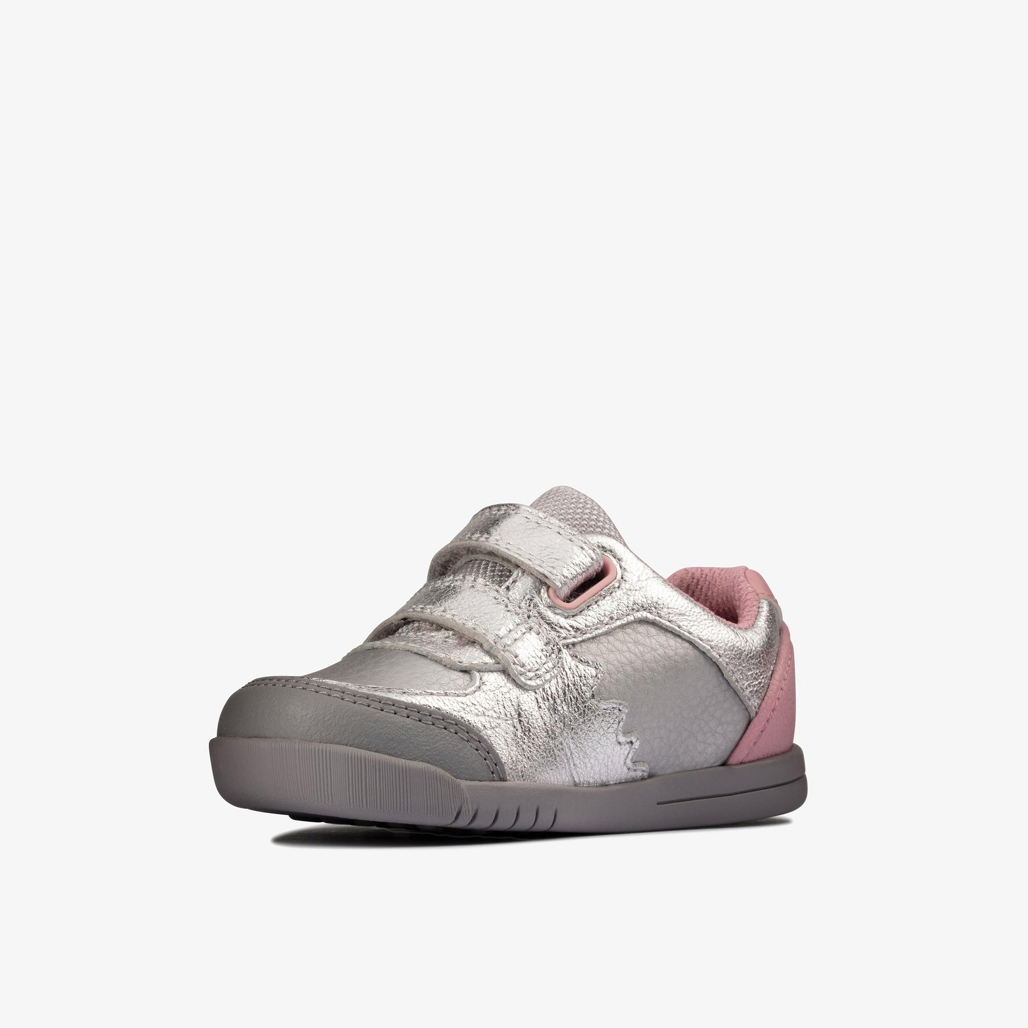 Rex Quest Toddler  Silver Leather Shoes, view 4 of 6