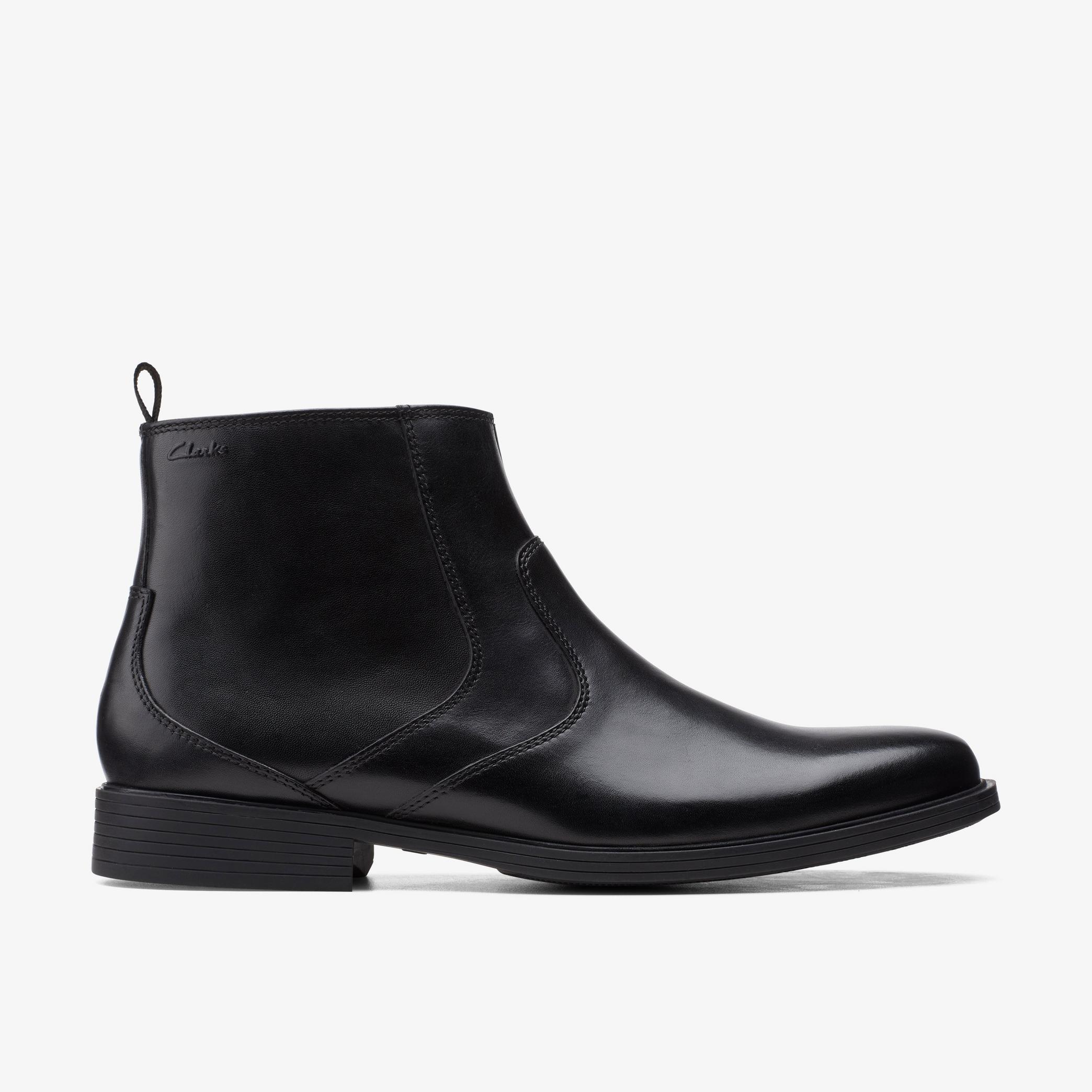 MENS Whiddon Zip Black Leather Ankle Boots | Clarks US