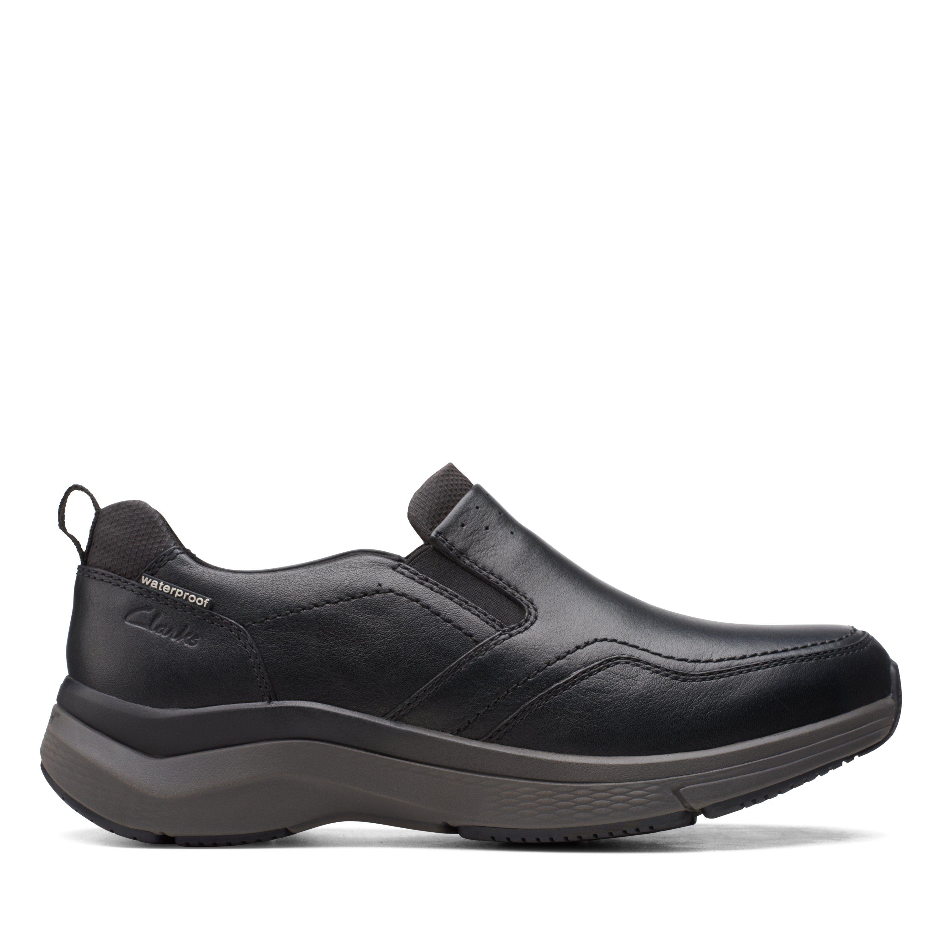 靴 Clarks Clarks Mens Wave 2.0 Edge Black Leather Active Sneakers