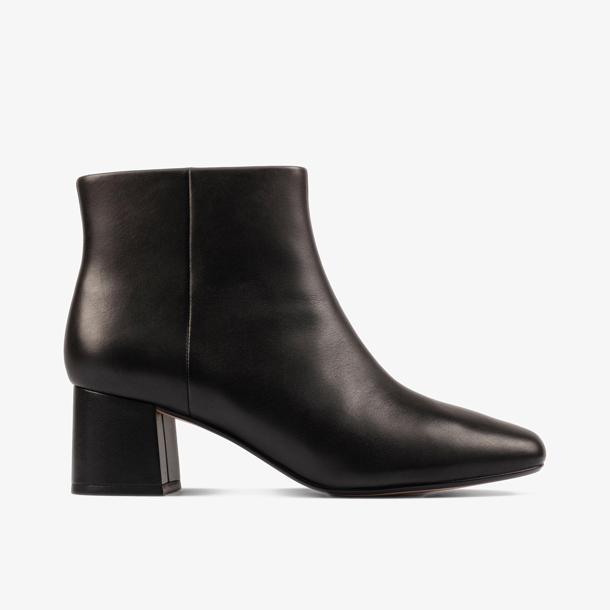 WOMENS Sheer Flora 2 Black Leather Ankle Boots | Clarks Outlet