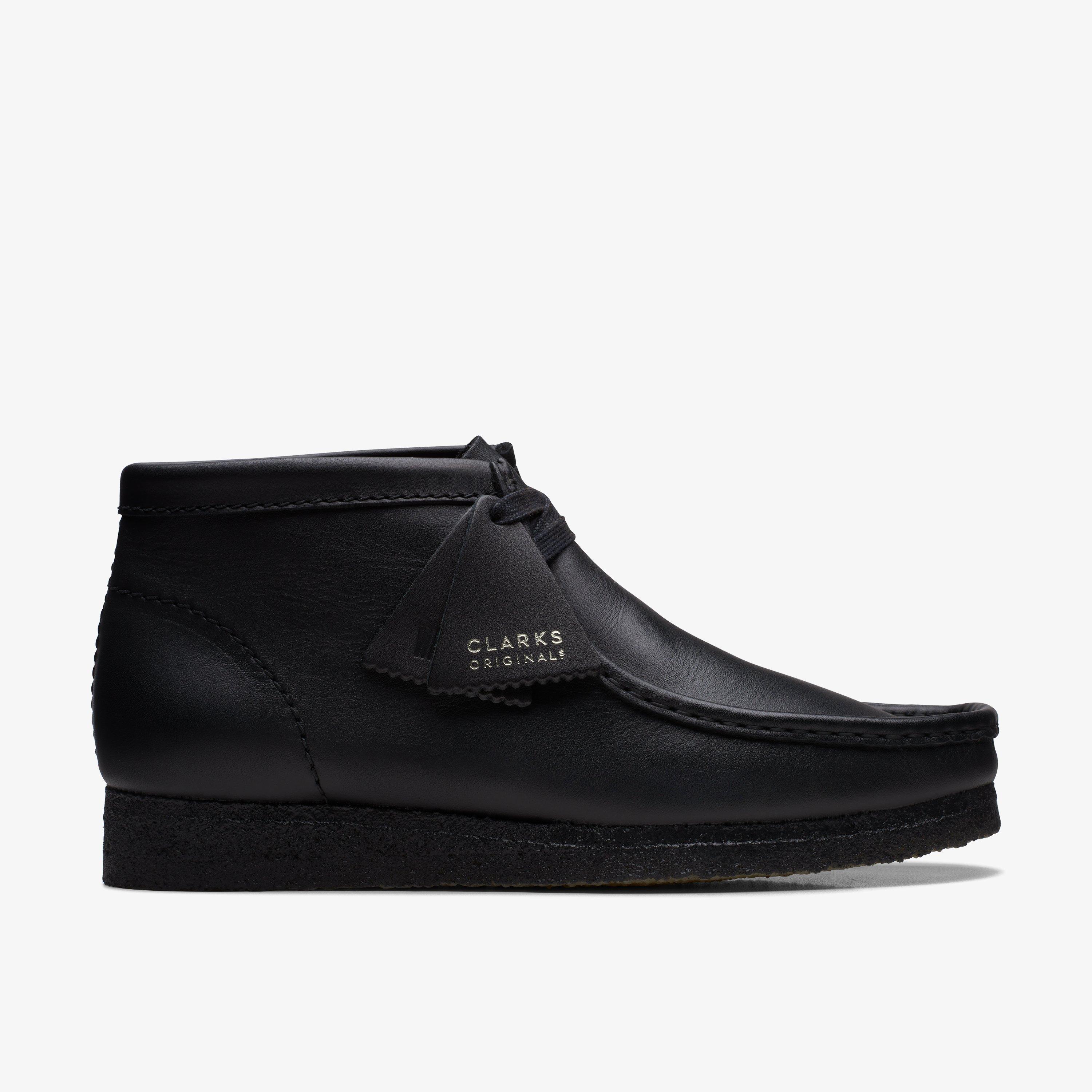 MENS Wallabee Boot Black Leather Boots | Clarks CA