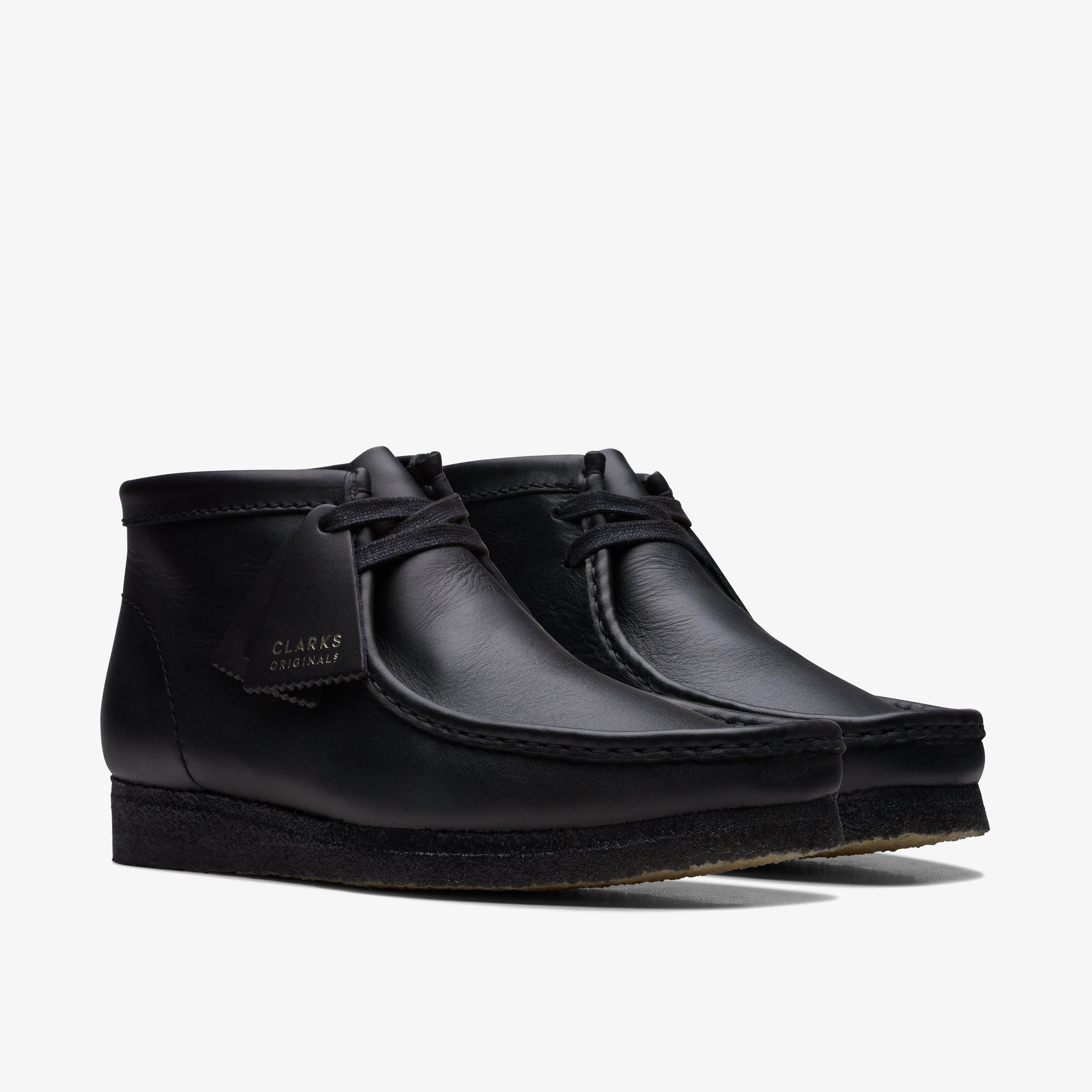 MENS Wallabee Boot Black Leather Boots | Clarks US