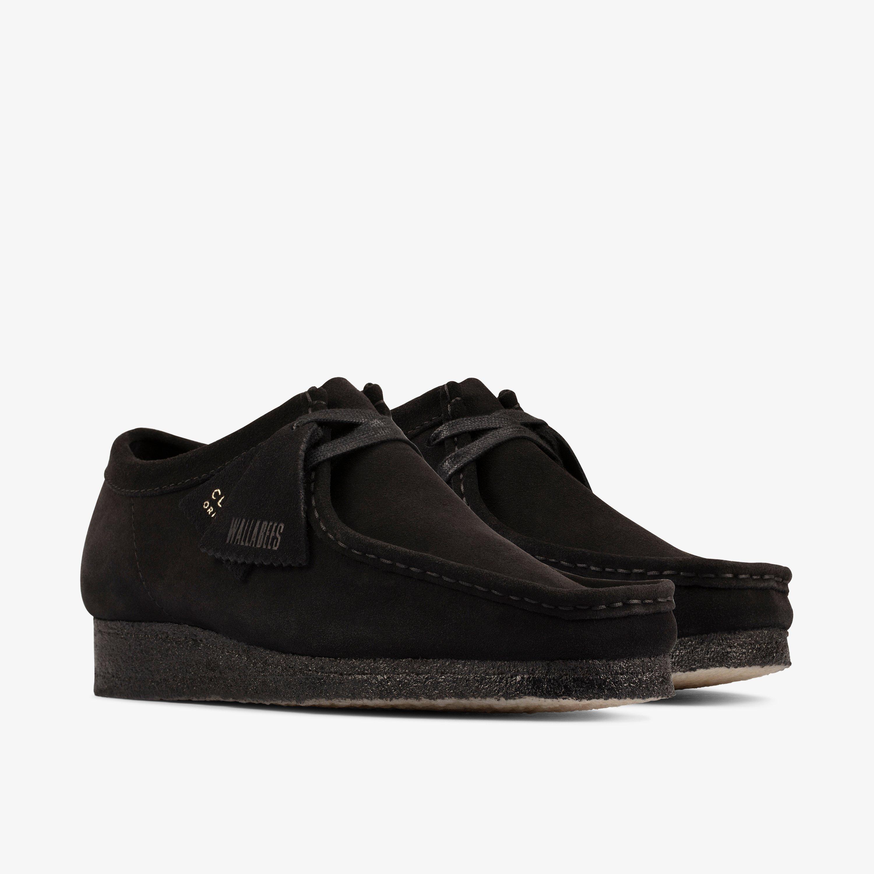 Clarks wallabees black suede on sale