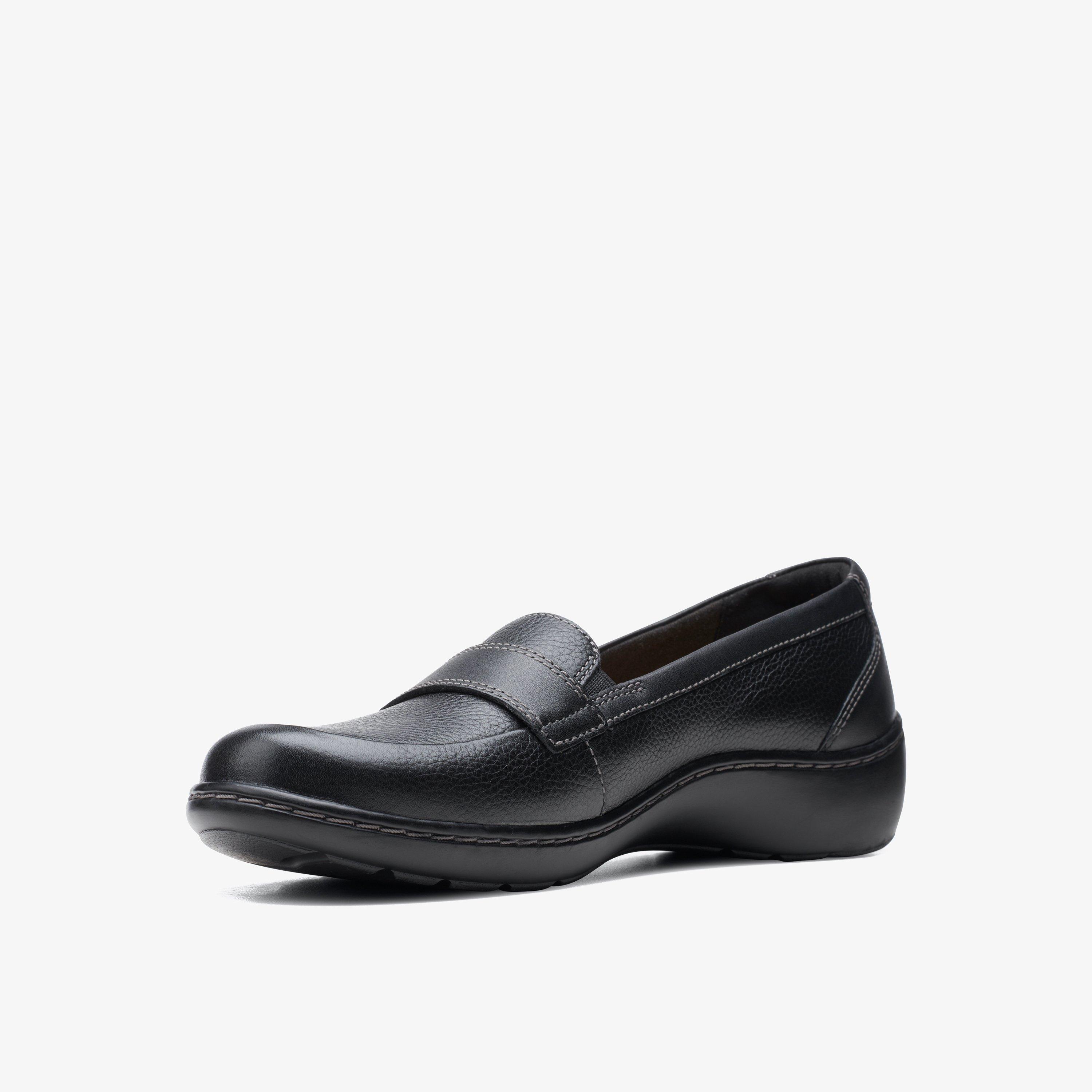 Clarks Women's Cora Daisy Loafer, Black Tumbled Leather Women
