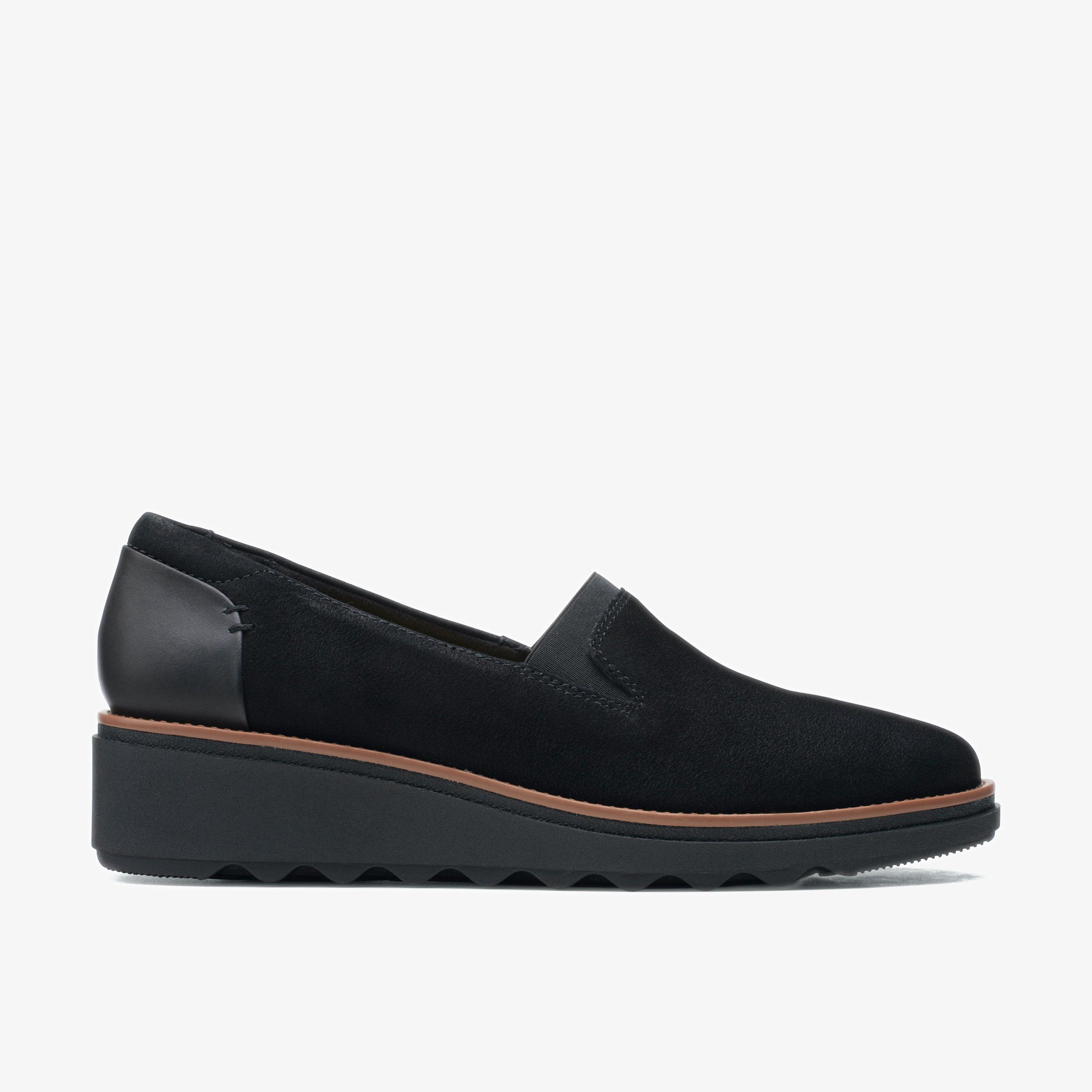 Womens Sharon Dolly Black Slip Ons Clarks