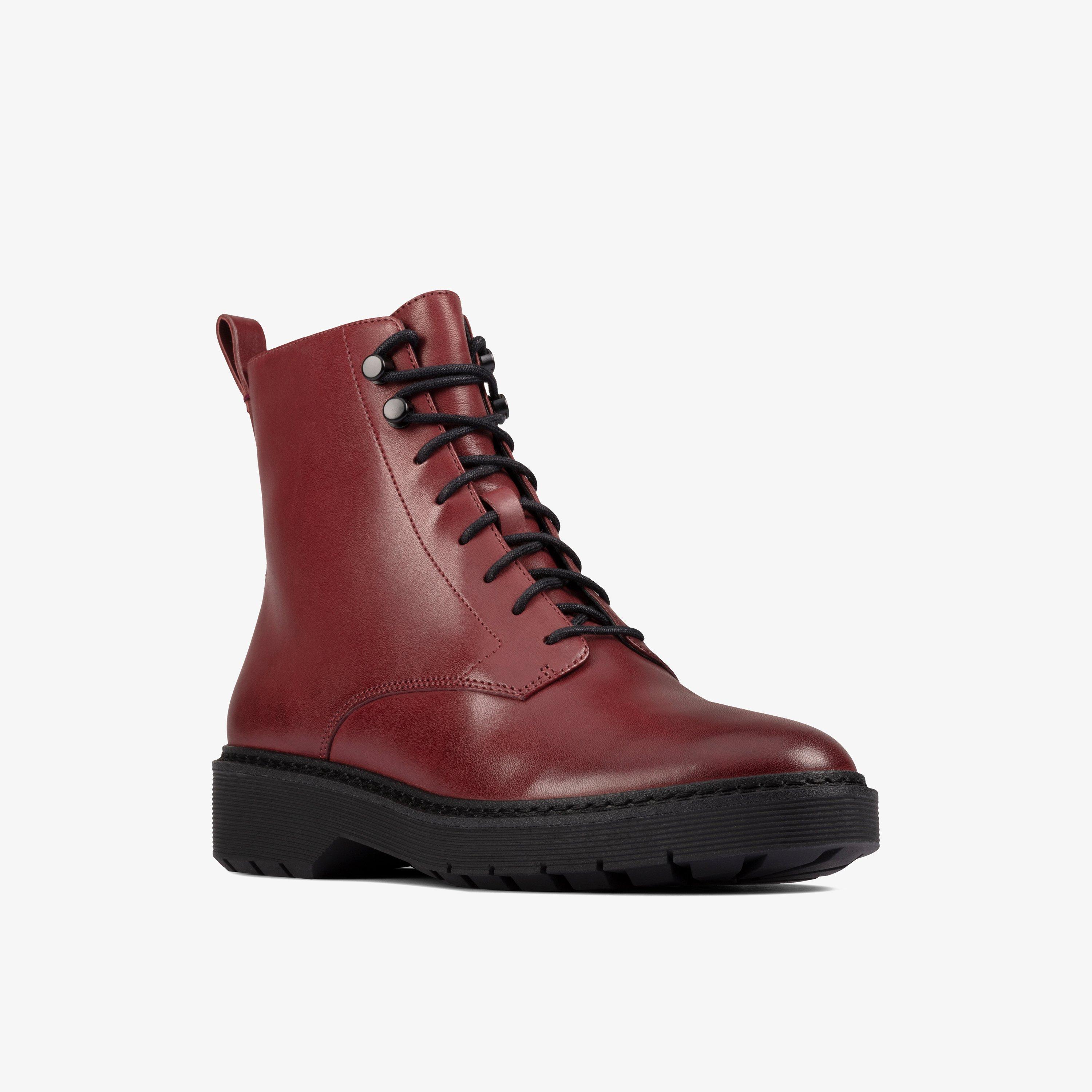 Witcombe Hi 2 Burgundy Leather Ankle Boots Lace Up, view 3 of 6