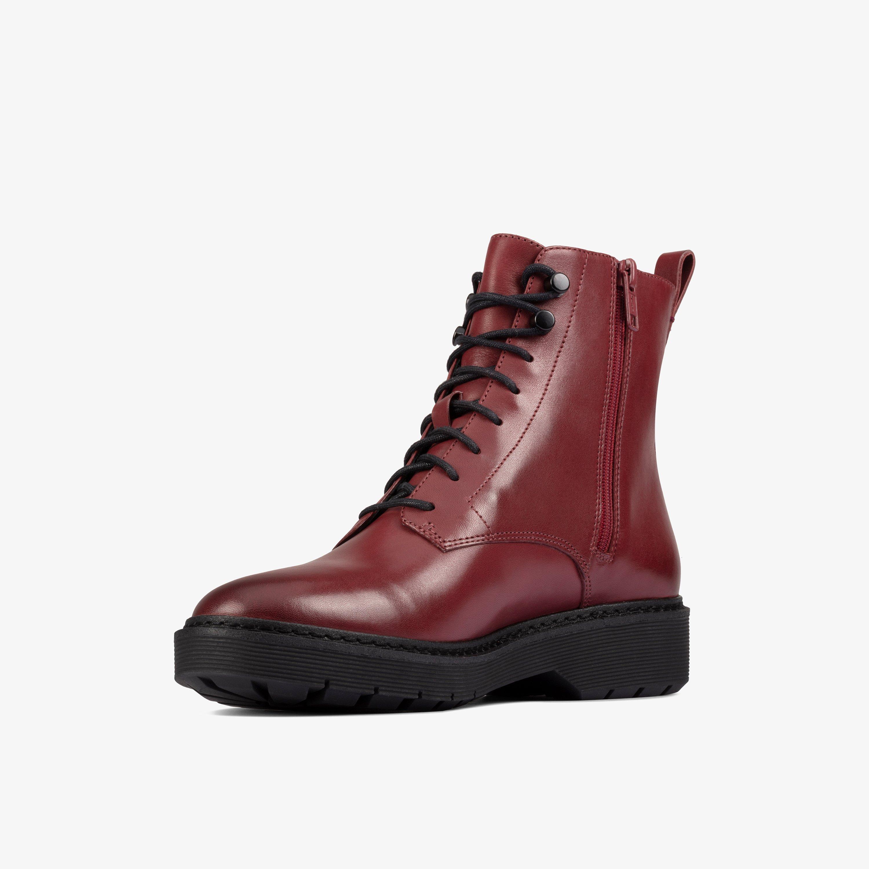 Witcombe Hi 2 Burgundy Leather Ankle Boots Lace Up, view 4 of 6