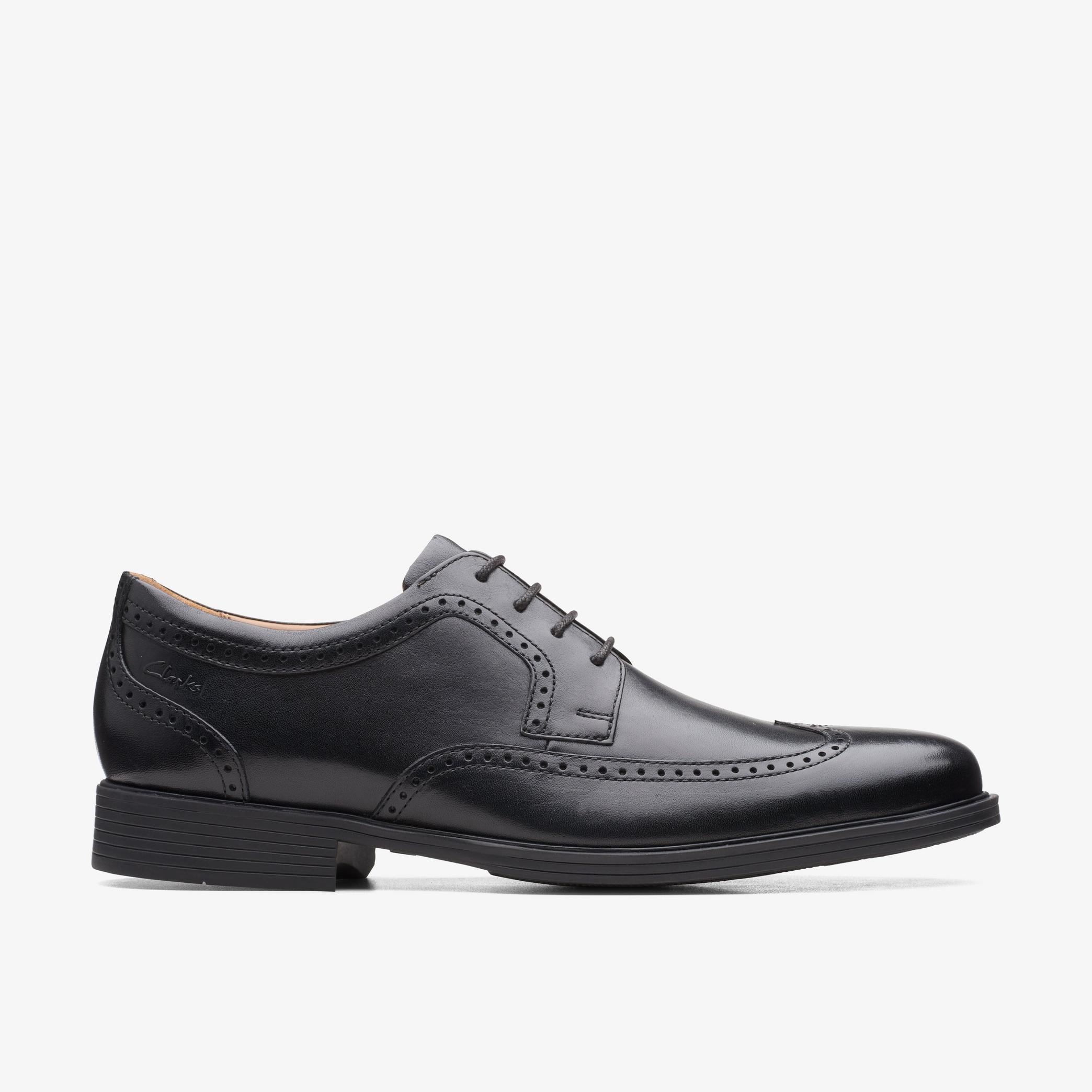 Whiddon Wing Black Leather Shoes, view 1 of 6