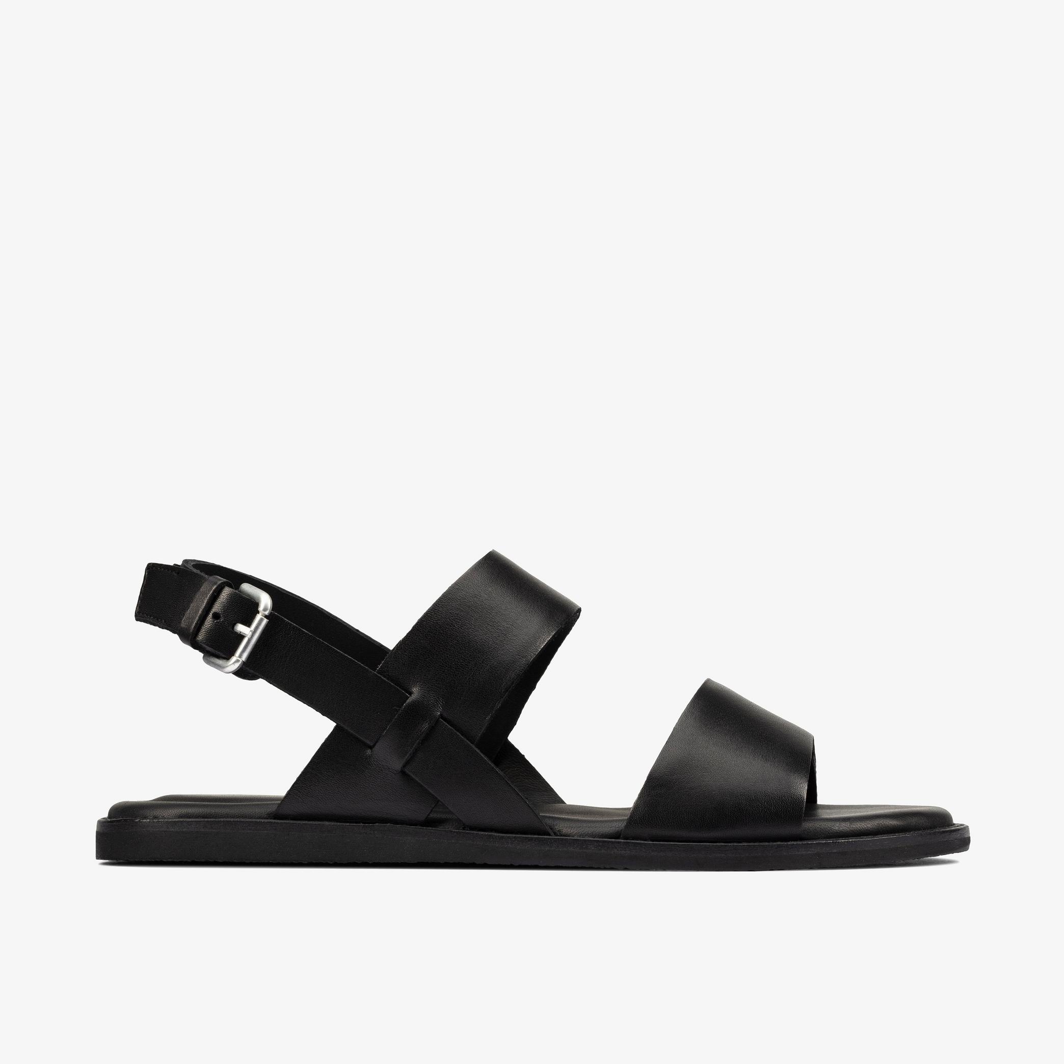 WOMENS Karsea Strap Black Leather Flat Sandals | Clarks Outlet