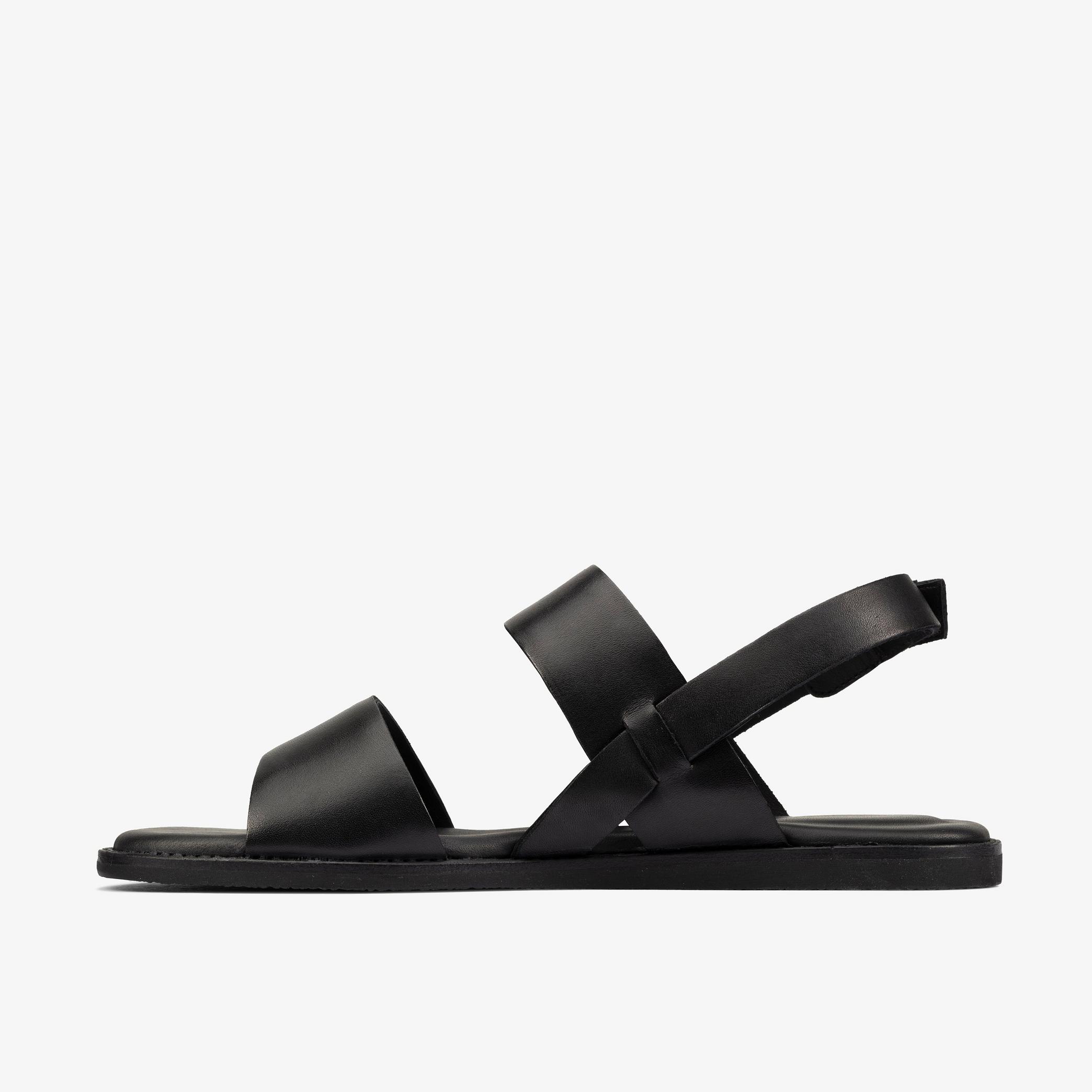 WOMENS Karsea Strap Black Leather Flat Sandals | Clarks Outlet