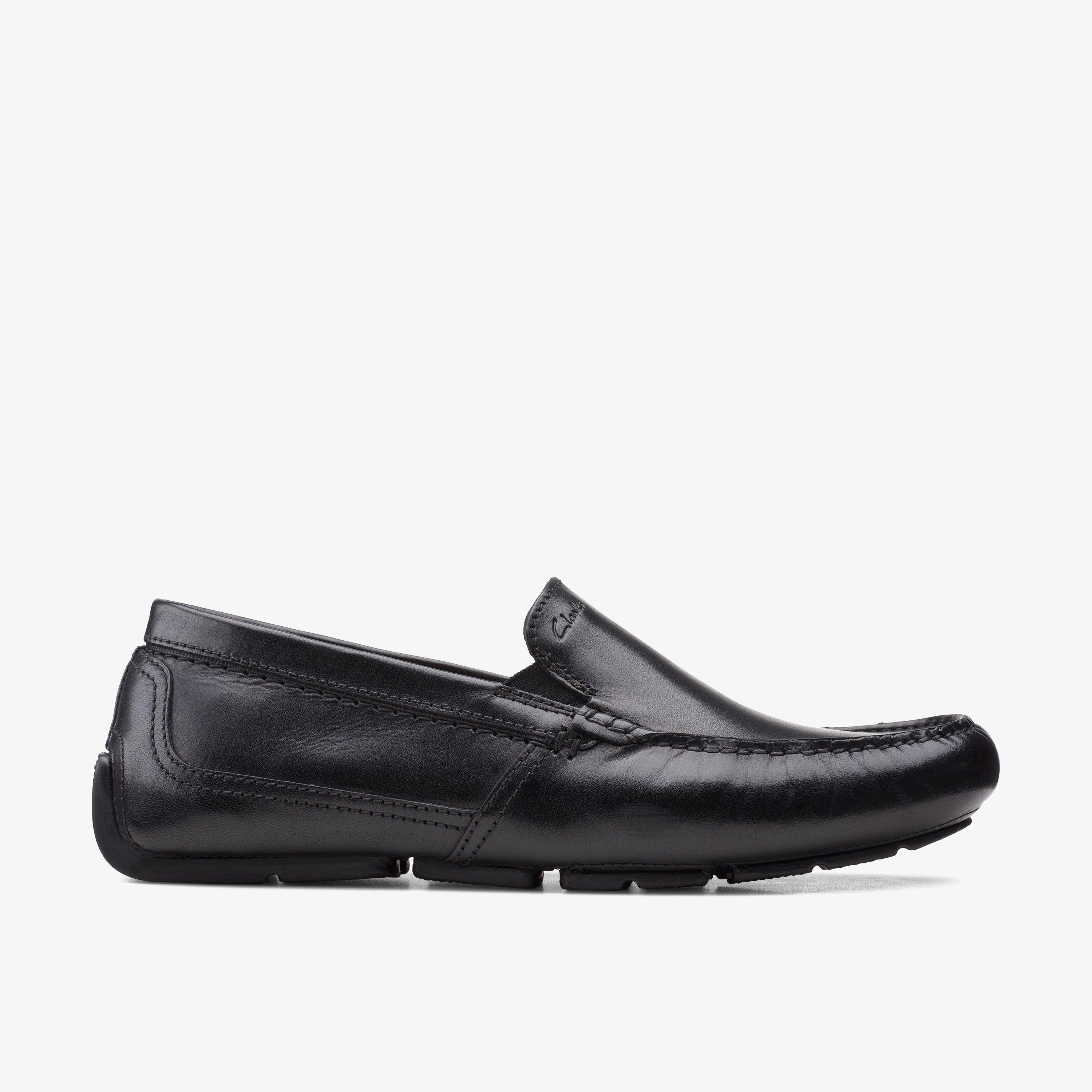 MENS Markman Plain Black Leather Loafers | Clarks US