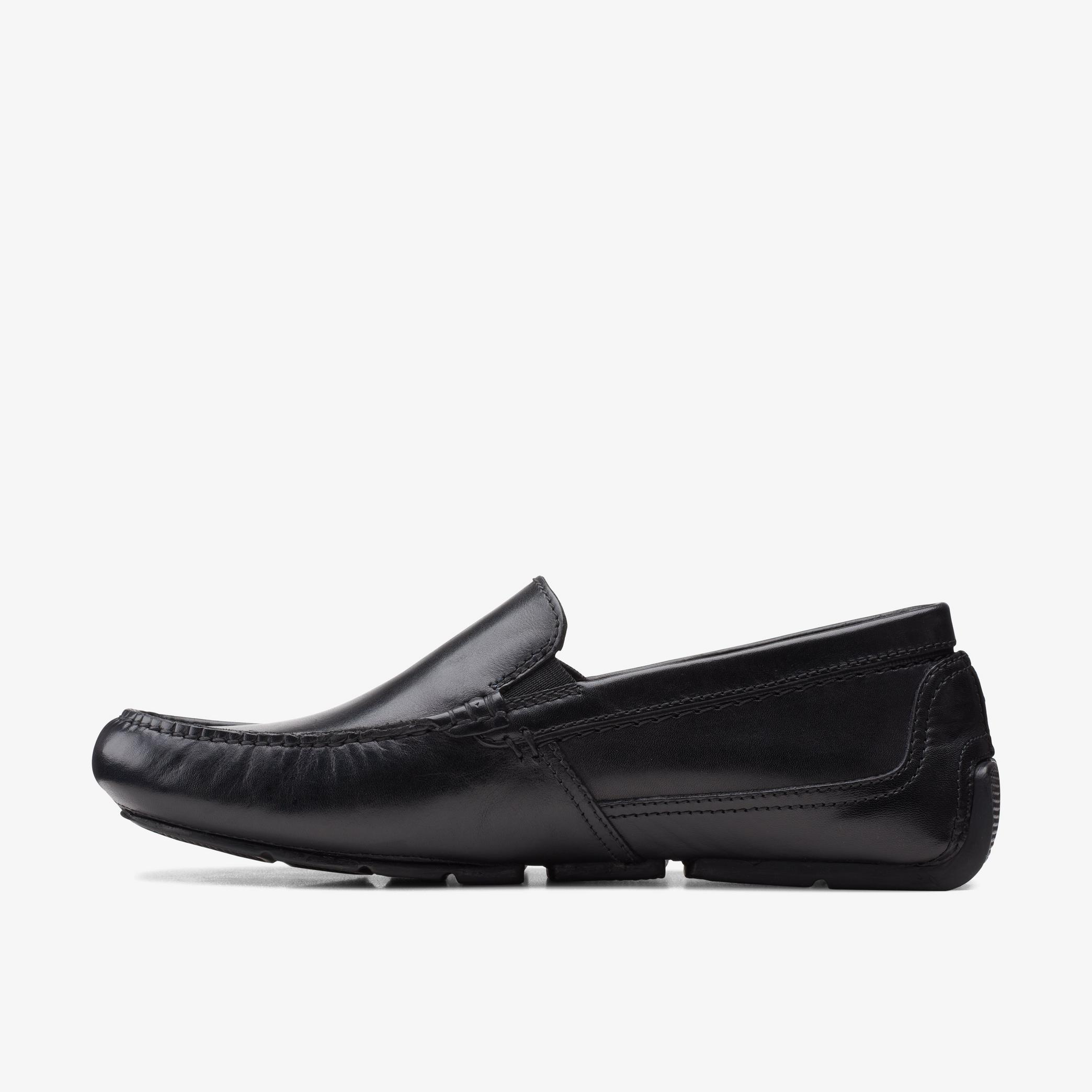 Markman Plain Black Leather Loafers, view 2 of 5