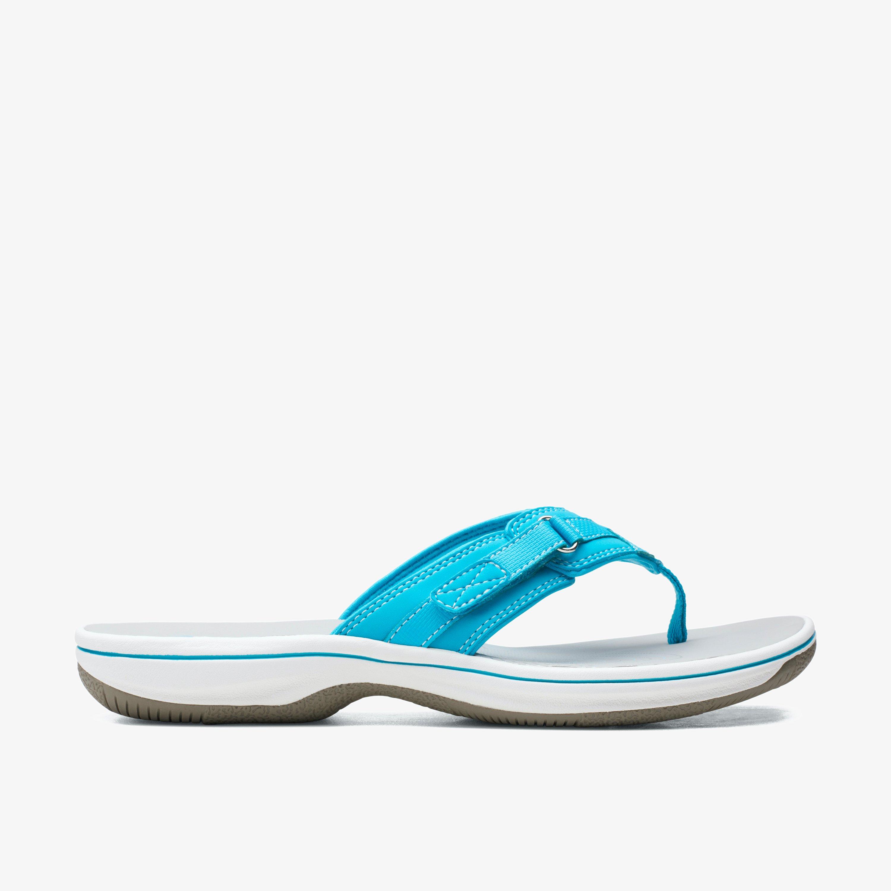 Womens BREEZE SEA Aqua Synthetic Flip Flops Clarks CA