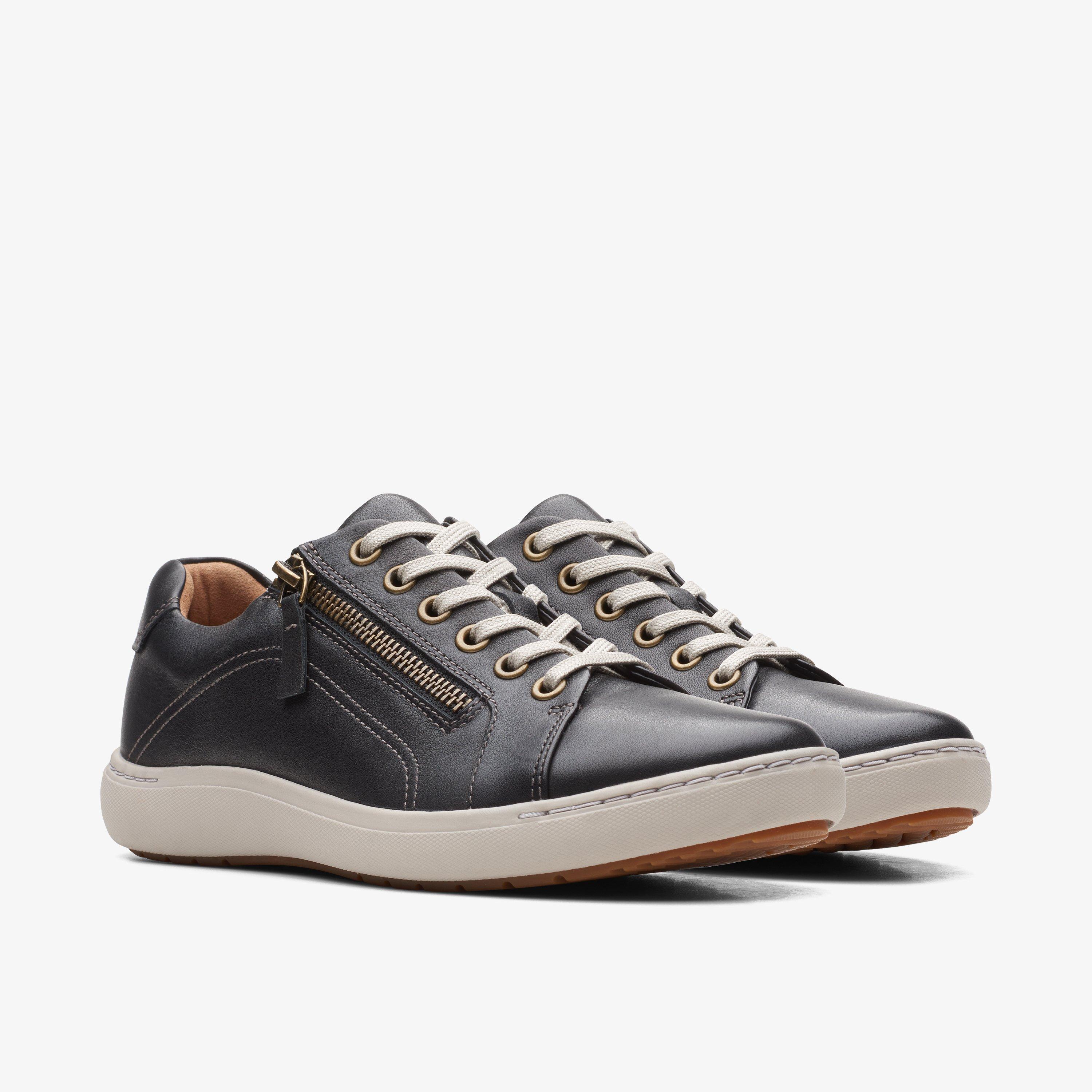 WOMENS Nalle Lace Black Leather Sneakers | Clarks US