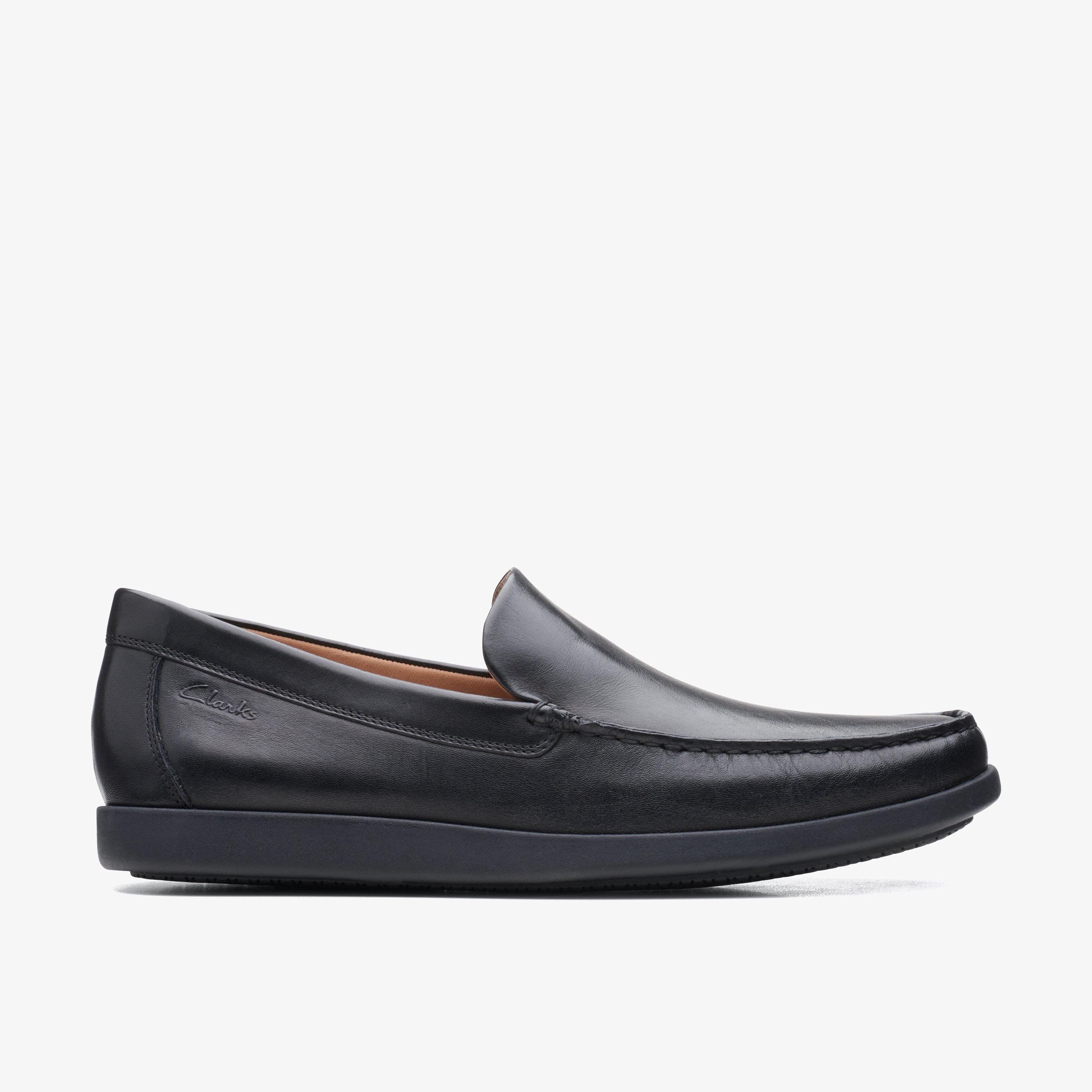 Mens Ferius Creek Black Leather Loafers | Clarks Outlet